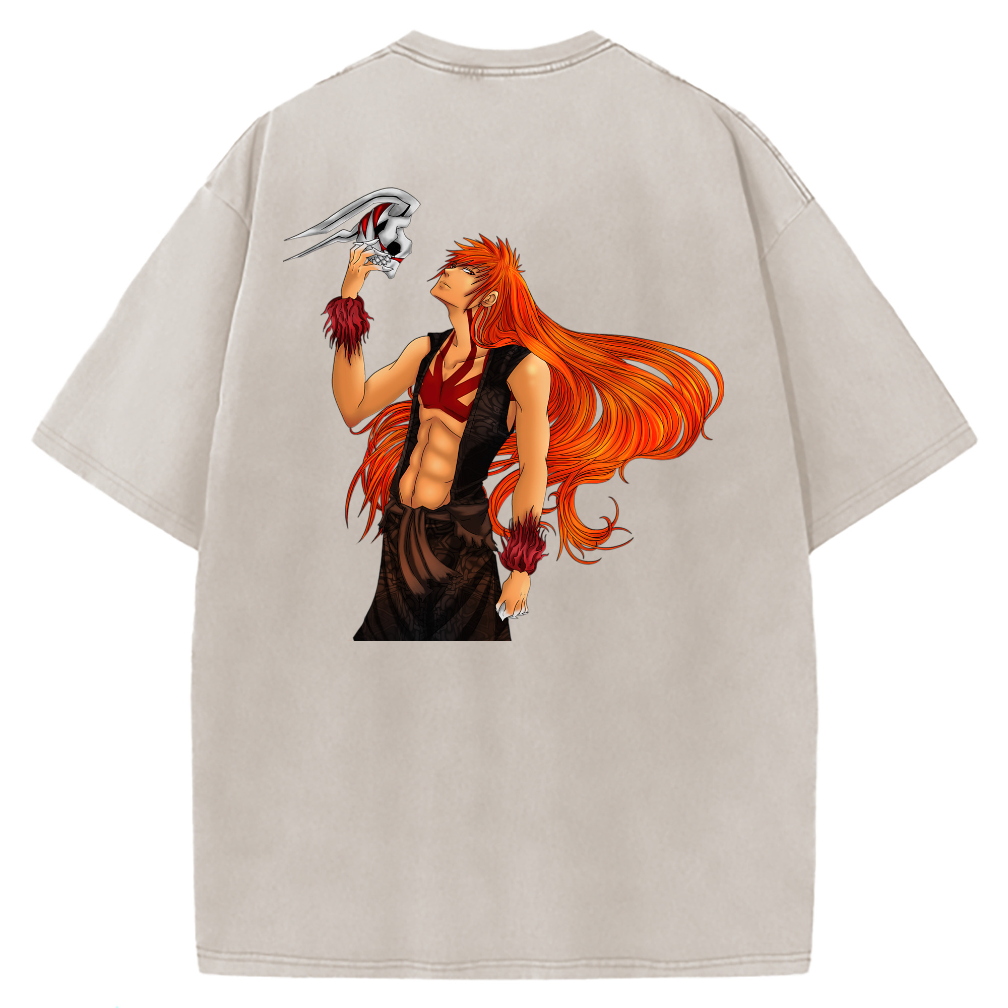 （画像用） ブリーチ 黒崎一護（くろさき いちご）BLEACH Kurosaki Ichigo 綿100% ヴィンテージ風 半袖Tシャツ（背面プリント）