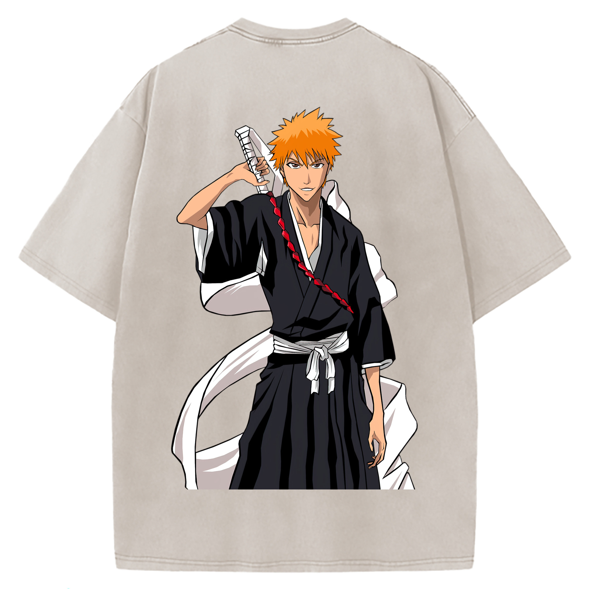 （画像用） ブリーチ 黒崎一護（くろさき いちご）BLEACH Kurosaki Ichigo 綿100% ヴィンテージ風 半袖Tシャツ（背面プリント）