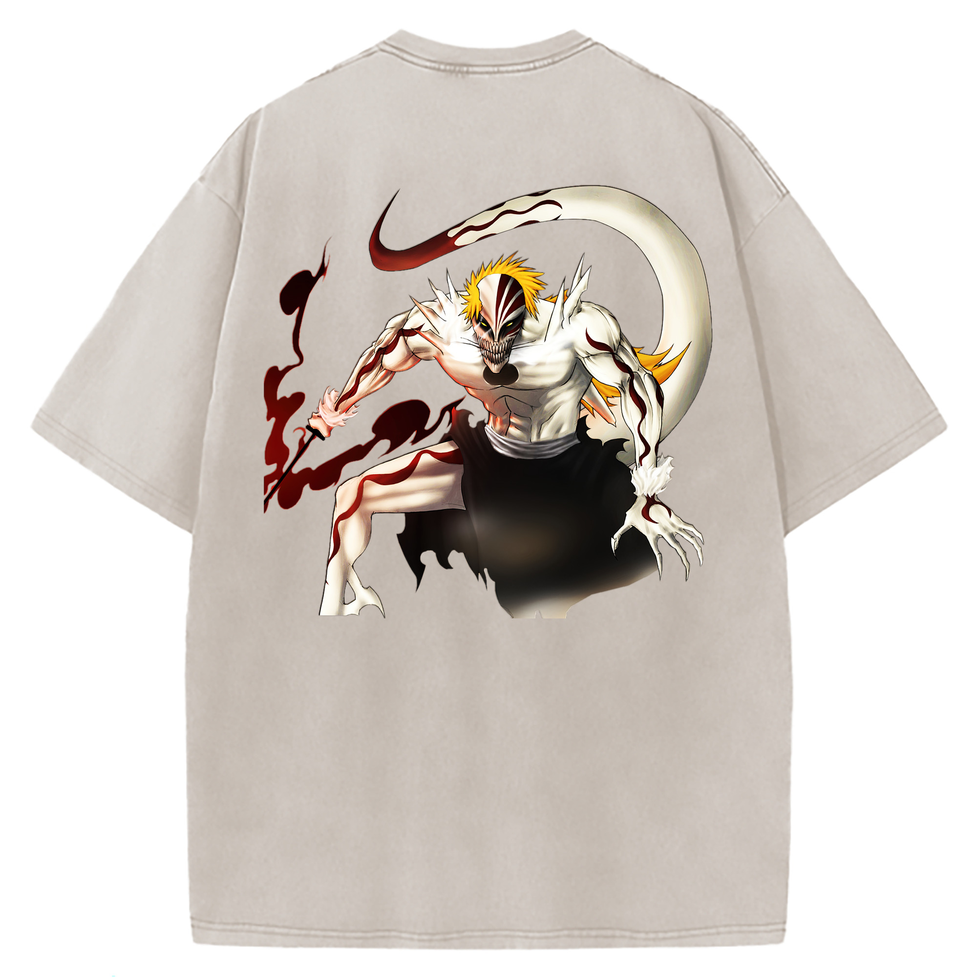 （画像用） ブリーチ 黒崎一護（くろさき いちご）BLEACH Kurosaki Ichigo 綿100% ヴィンテージ風 半袖Tシャツ（背面プリント）
