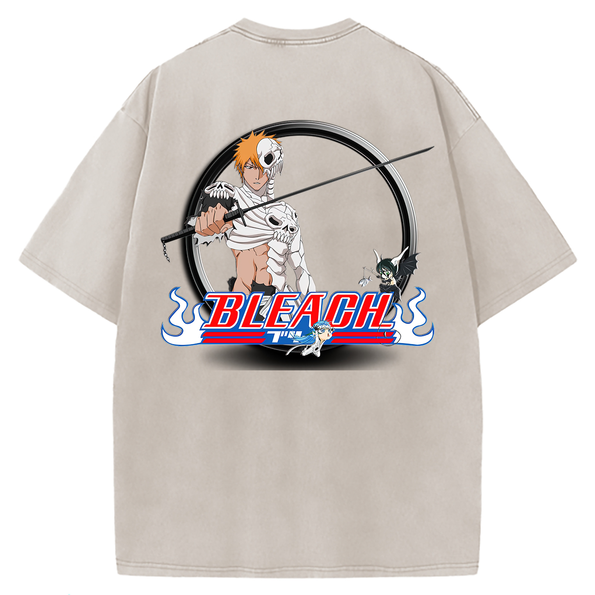 （画像用） ブリーチ 黒崎一護（くろさき いちご）BLEACH Kurosaki Ichigo 綿100% ヴィンテージ風 半袖Tシャツ（背面プリント）