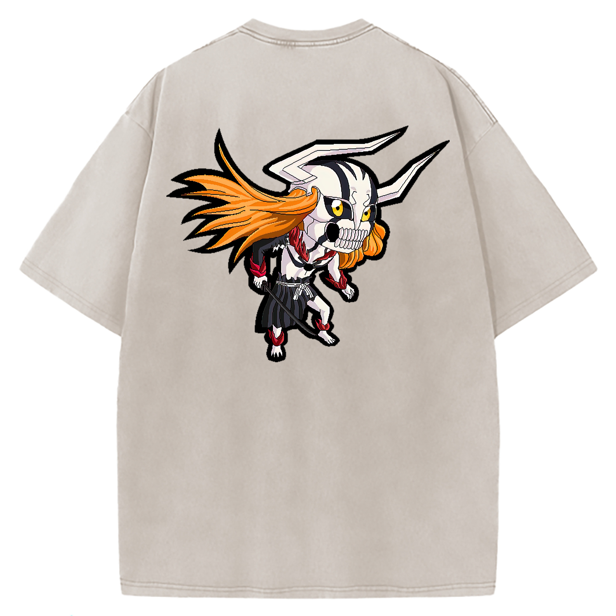 （画像用） ブリーチ 黒崎一護（くろさき いちご）BLEACH Kurosaki Ichigo 綿100% ヴィンテージ風 半袖Tシャツ（背面プリント）