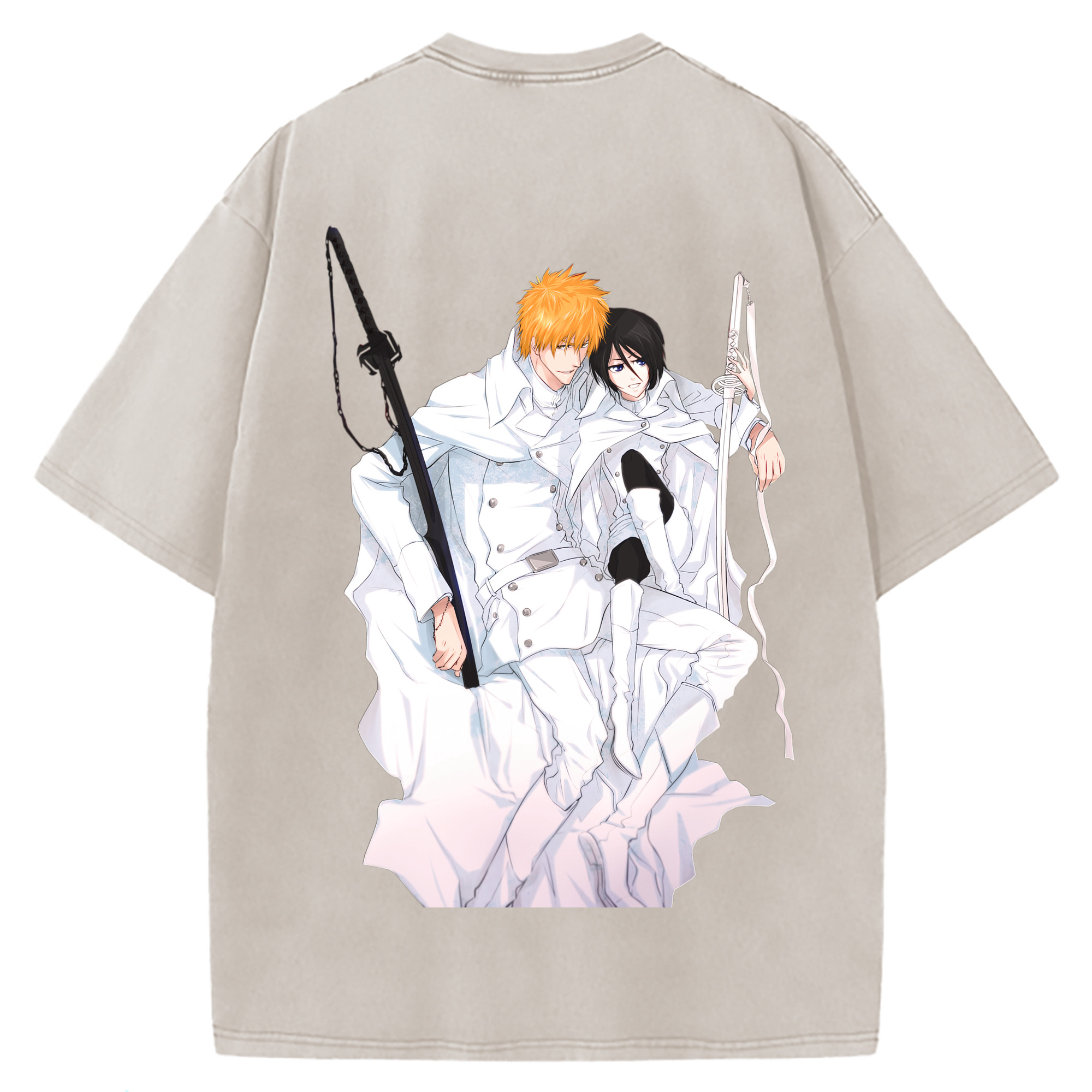 （画像用） ブリーチ 黒崎一護（くろさき いちご）BLEACH Kurosaki Ichigo 綿100% ヴィンテージ風 半袖Tシャツ（背面プリント）