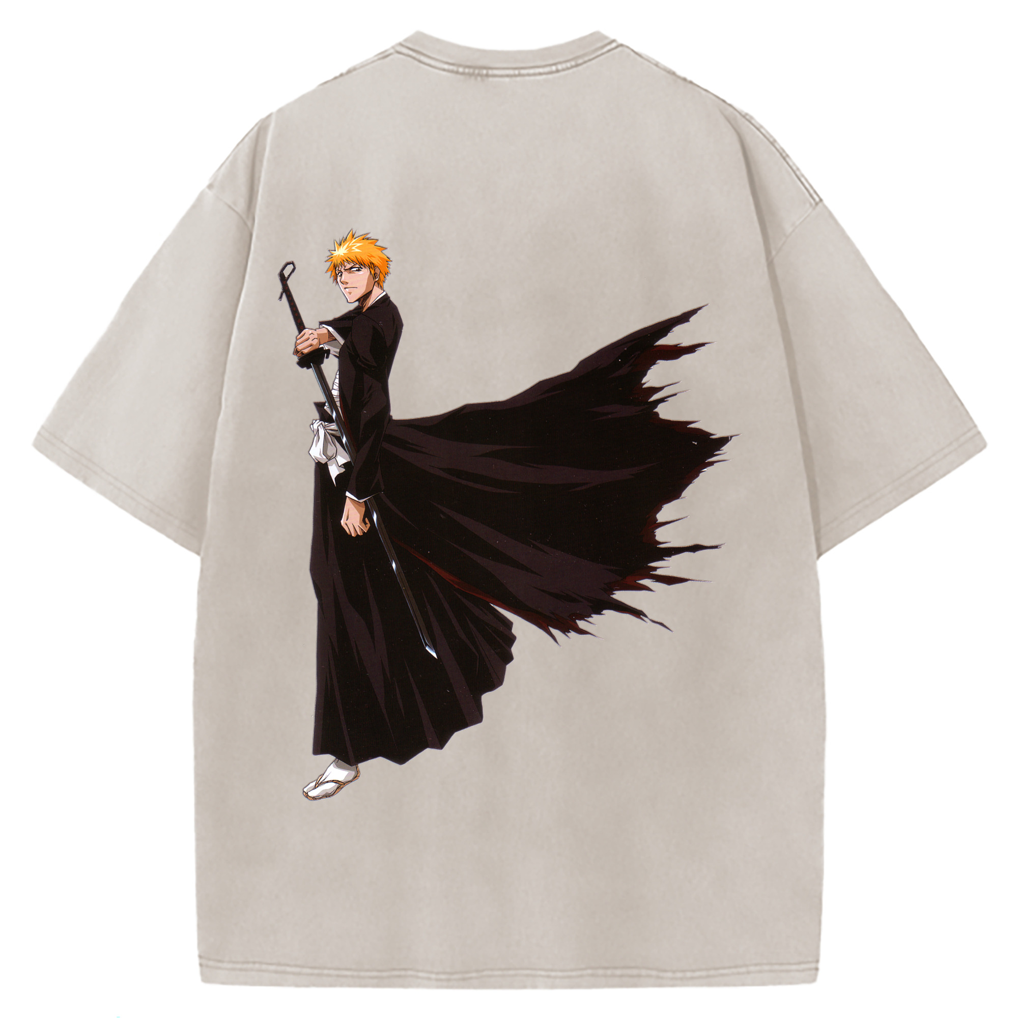 （画像用） ブリーチ 黒崎一護（くろさき いちご）BLEACH Kurosaki Ichigo 綿100% ヴィンテージ風 半袖Tシャツ（背面プリント）