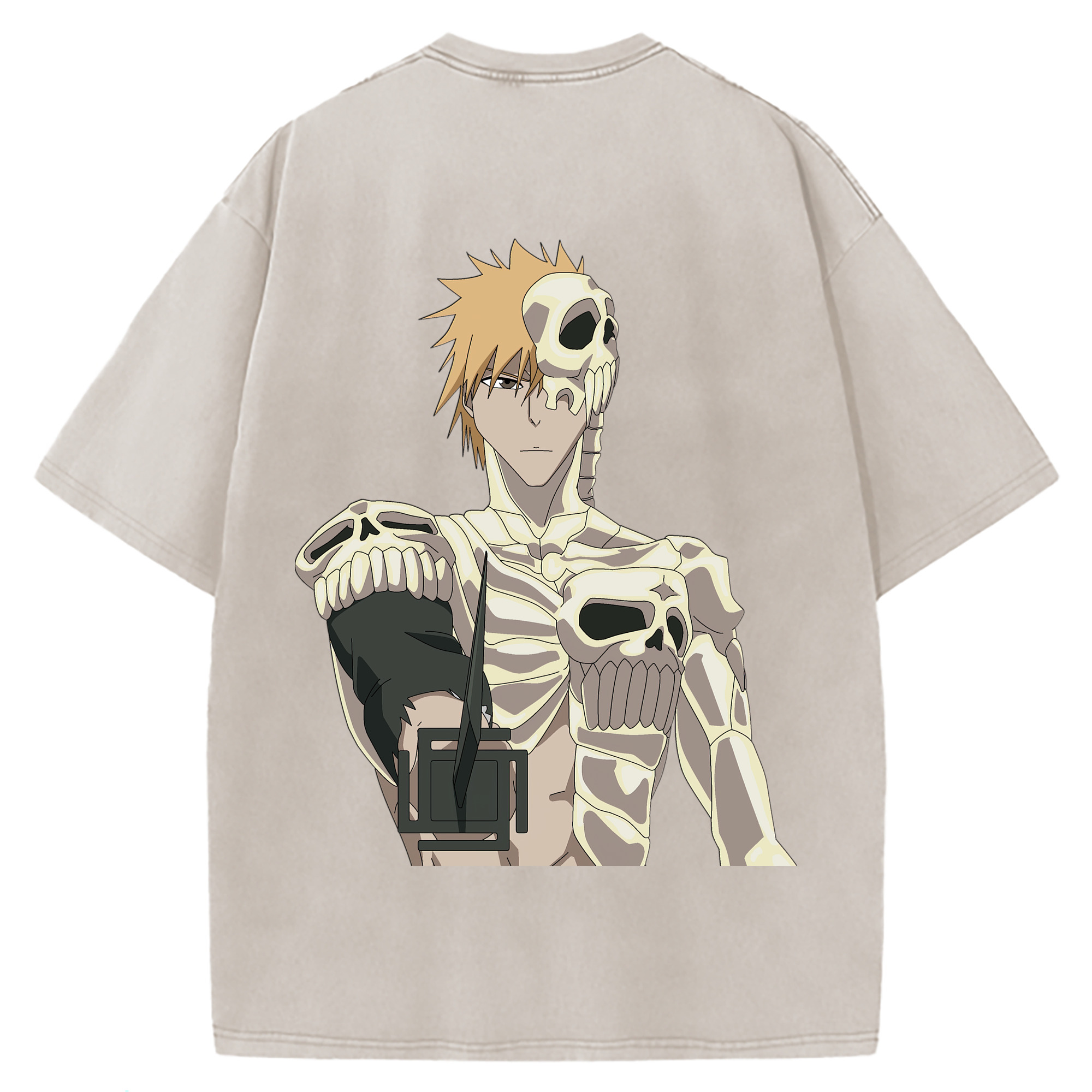 （画像用） ブリーチ 黒崎一護（くろさき いちご）BLEACH Kurosaki Ichigo 綿100% ヴィンテージ風 半袖Tシャツ（背面プリント）