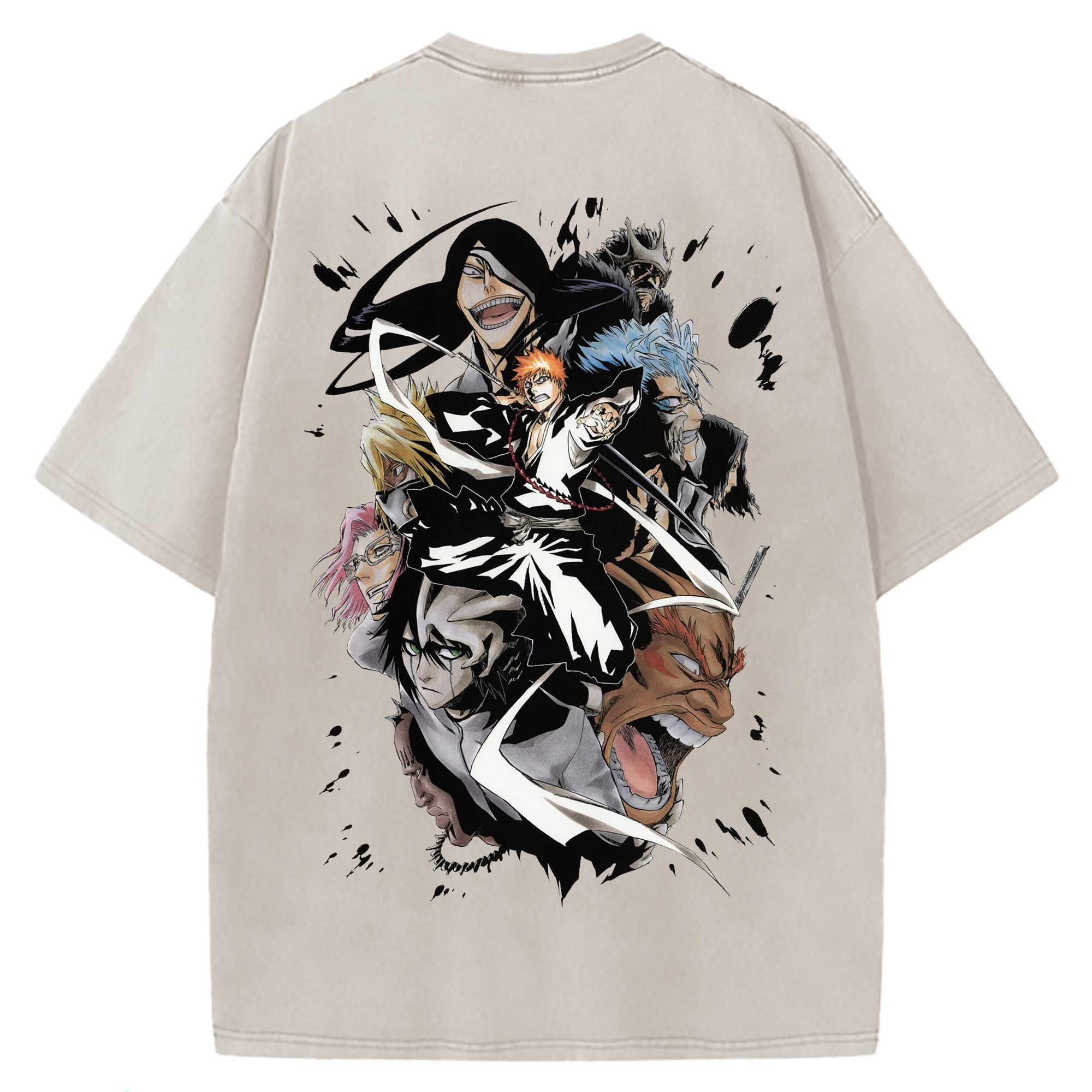 （画像用） ブリーチ 黒崎一護（くろさき いちご）BLEACH Kurosaki Ichigo 綿100% ヴィンテージ風 半袖Tシャツ（背面プリント）