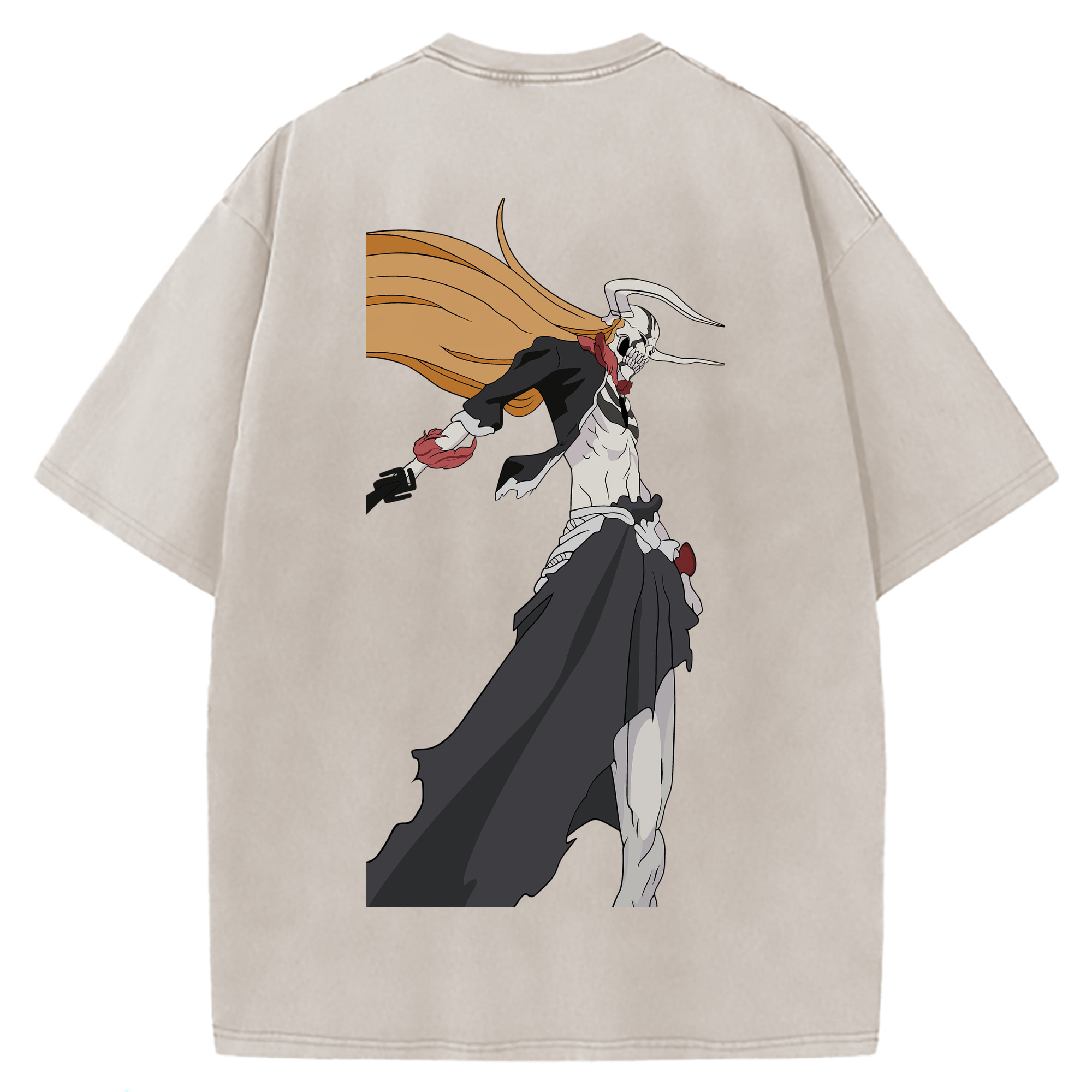 （画像用） ブリーチ 黒崎一護（くろさき いちご）BLEACH Kurosaki Ichigo 綿100% ヴィンテージ風 半袖Tシャツ（背面プリント）