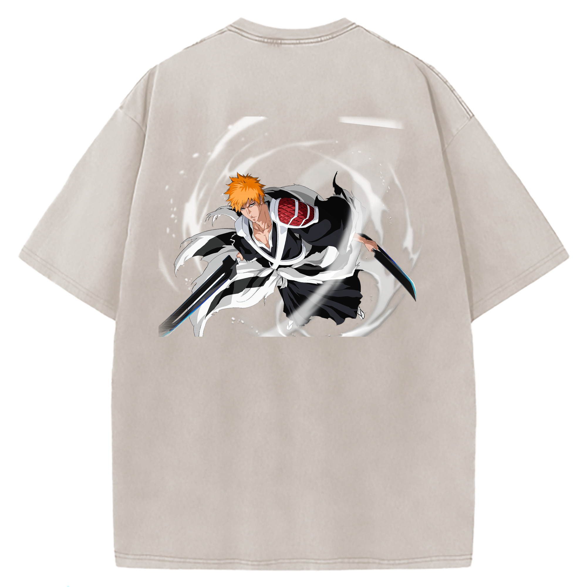（画像用） ブリーチ 黒崎一護（くろさき いちご）BLEACH Kurosaki Ichigo 綿100% ヴィンテージ風 半袖Tシャツ（背面プリント）
