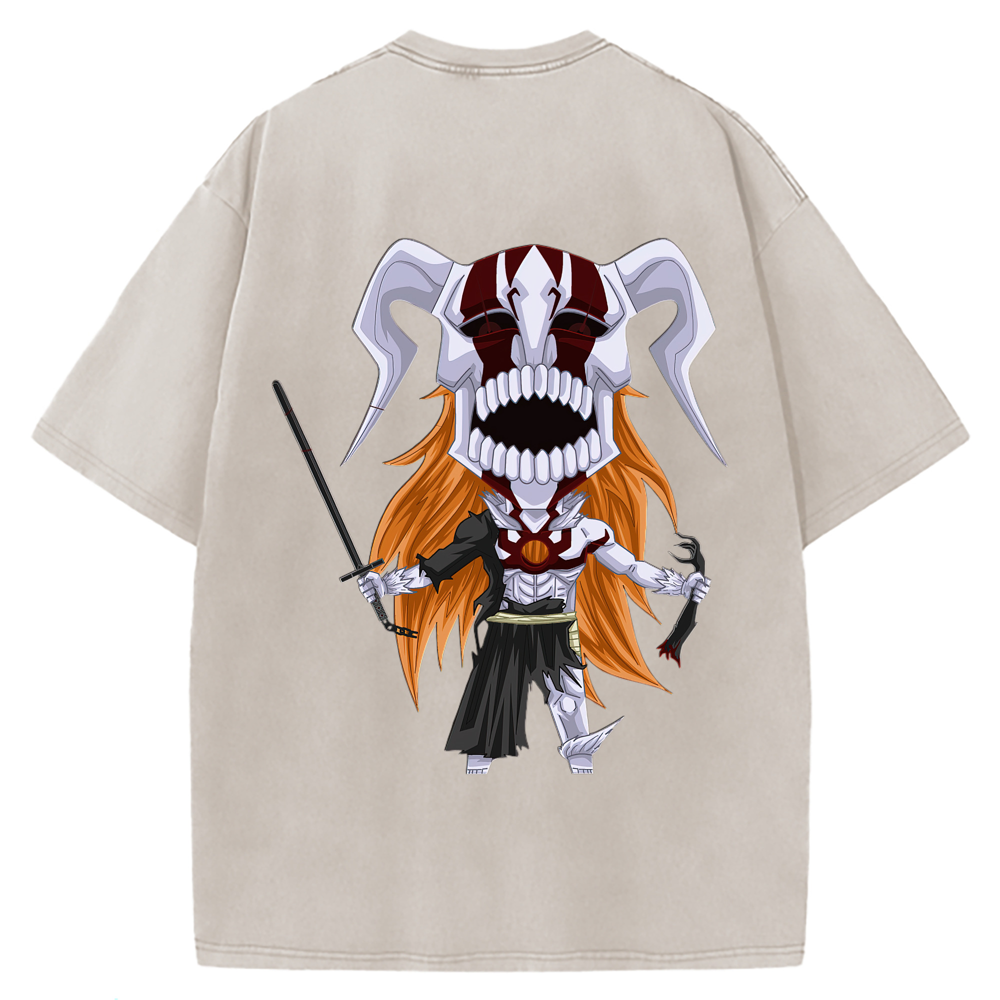 （画像用） ブリーチ 黒崎一護（くろさき いちご）BLEACH Kurosaki Ichigo 綿100% ヴィンテージ風 半袖Tシャツ（背面プリント）