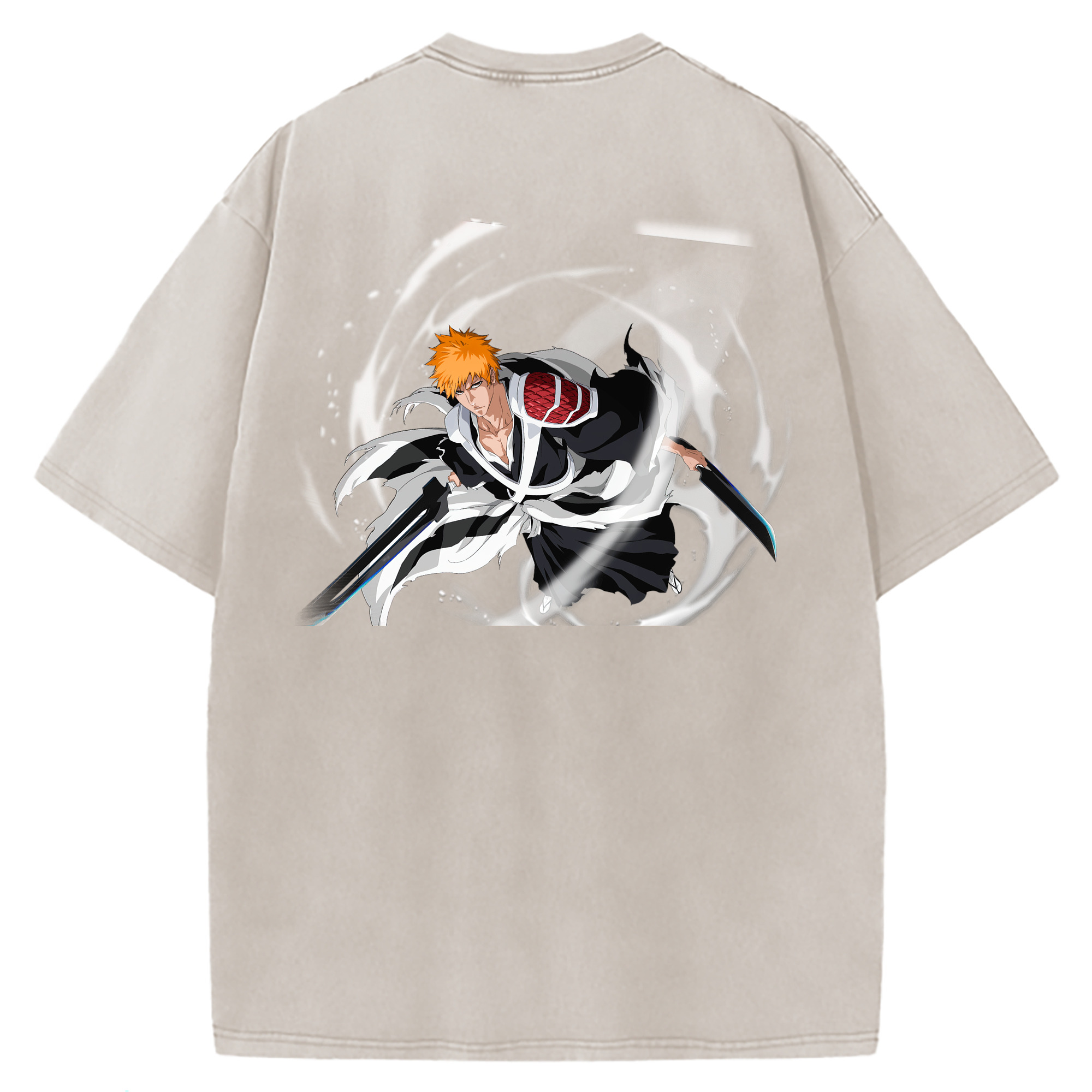 （画像用） ブリーチ 黒崎一護（くろさき いちご）BLEACH Kurosaki Ichigo 綿100% ヴィンテージ風 半袖Tシャツ（背面プリント）