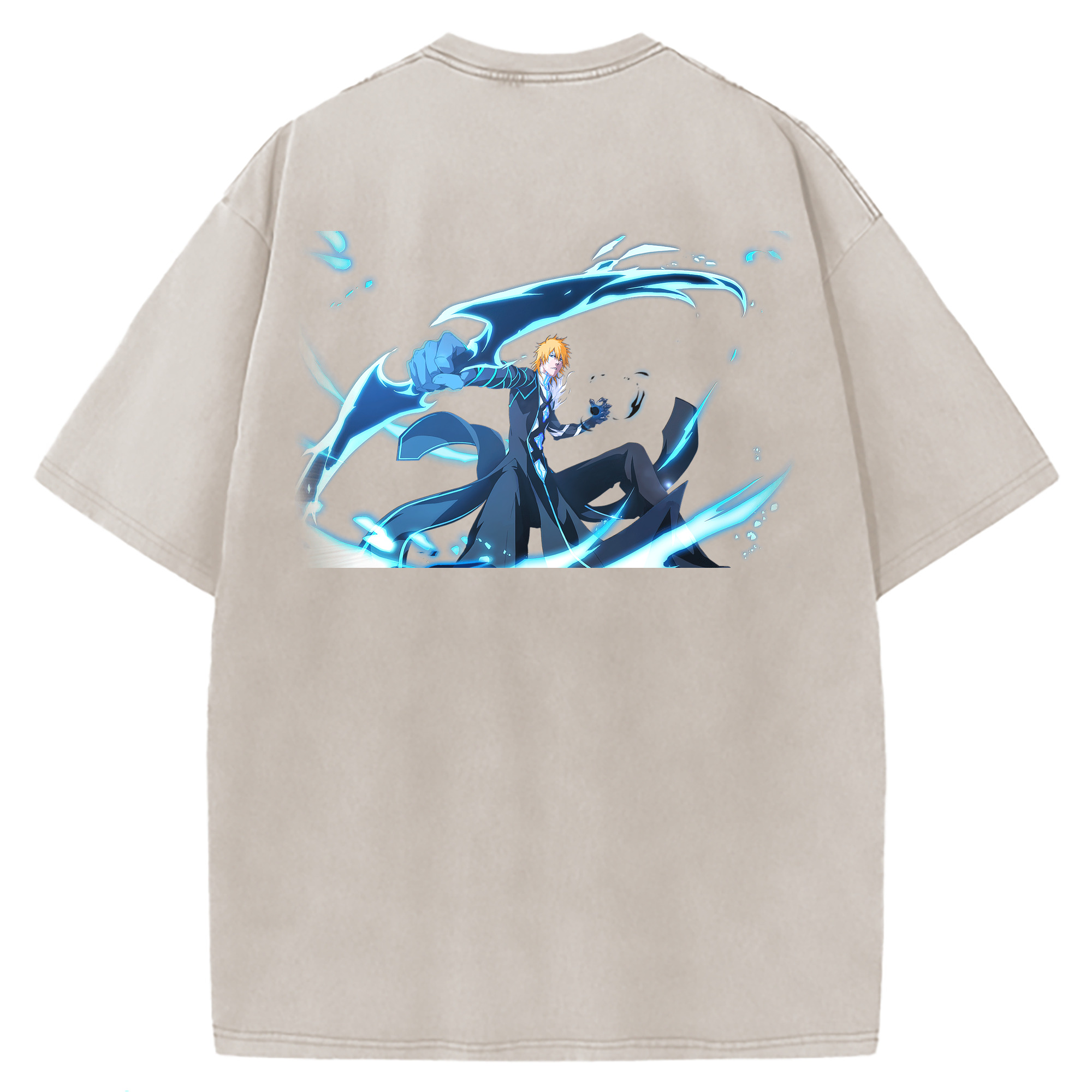 （画像用） ブリーチ 黒崎一護（くろさき いちご）BLEACH Kurosaki Ichigo 綿100% ヴィンテージ風 半袖Tシャツ（背面プリント）