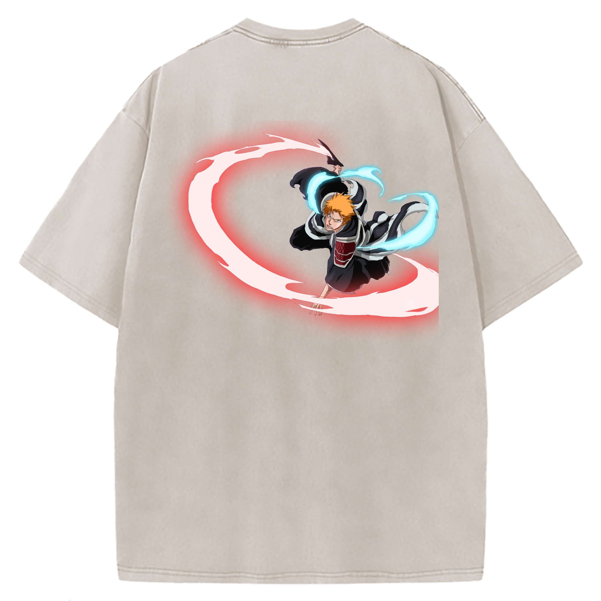 （画像用） ブリーチ 黒崎一護（くろさき いちご）BLEACH Kurosaki Ichigo 綿100% ヴィンテージ風 半袖Tシャツ（背面プリント）