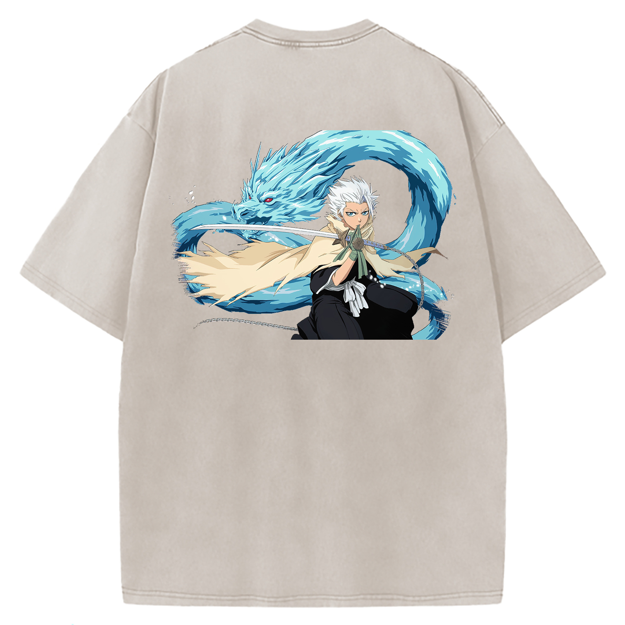 （画像用） ブリーチ 日番谷冬獅郎（ひつがや とうしろう） BLEACH Hitsugaya Toushirou 綿100% ヴィンテージ風 半袖Tシャツ（背面プリント）
