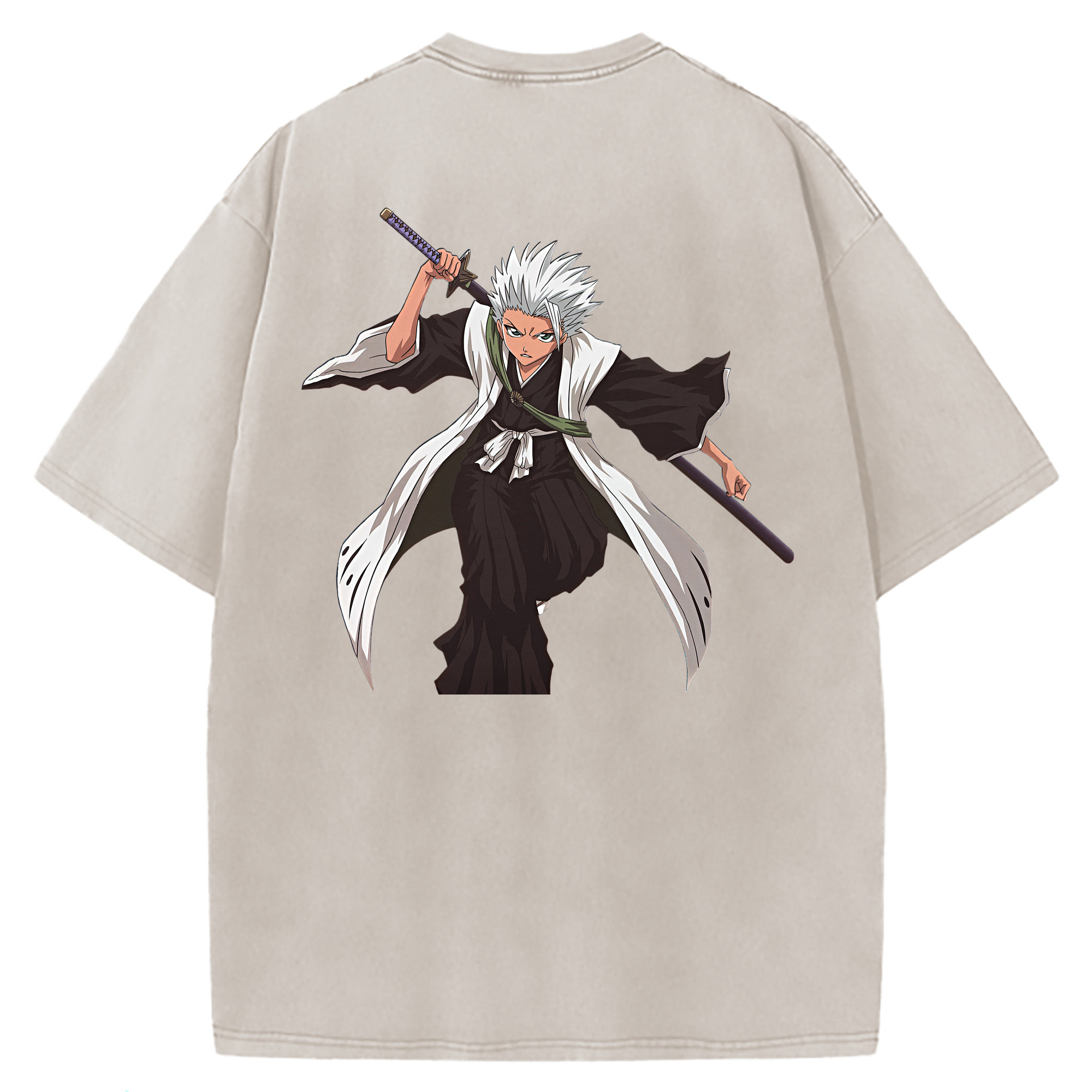 （画像用） ブリーチ 日番谷冬獅郎（ひつがや とうしろう） BLEACH Hitsugaya Toushirou 綿100% ヴィンテージ風 半袖Tシャツ（背面プリント）