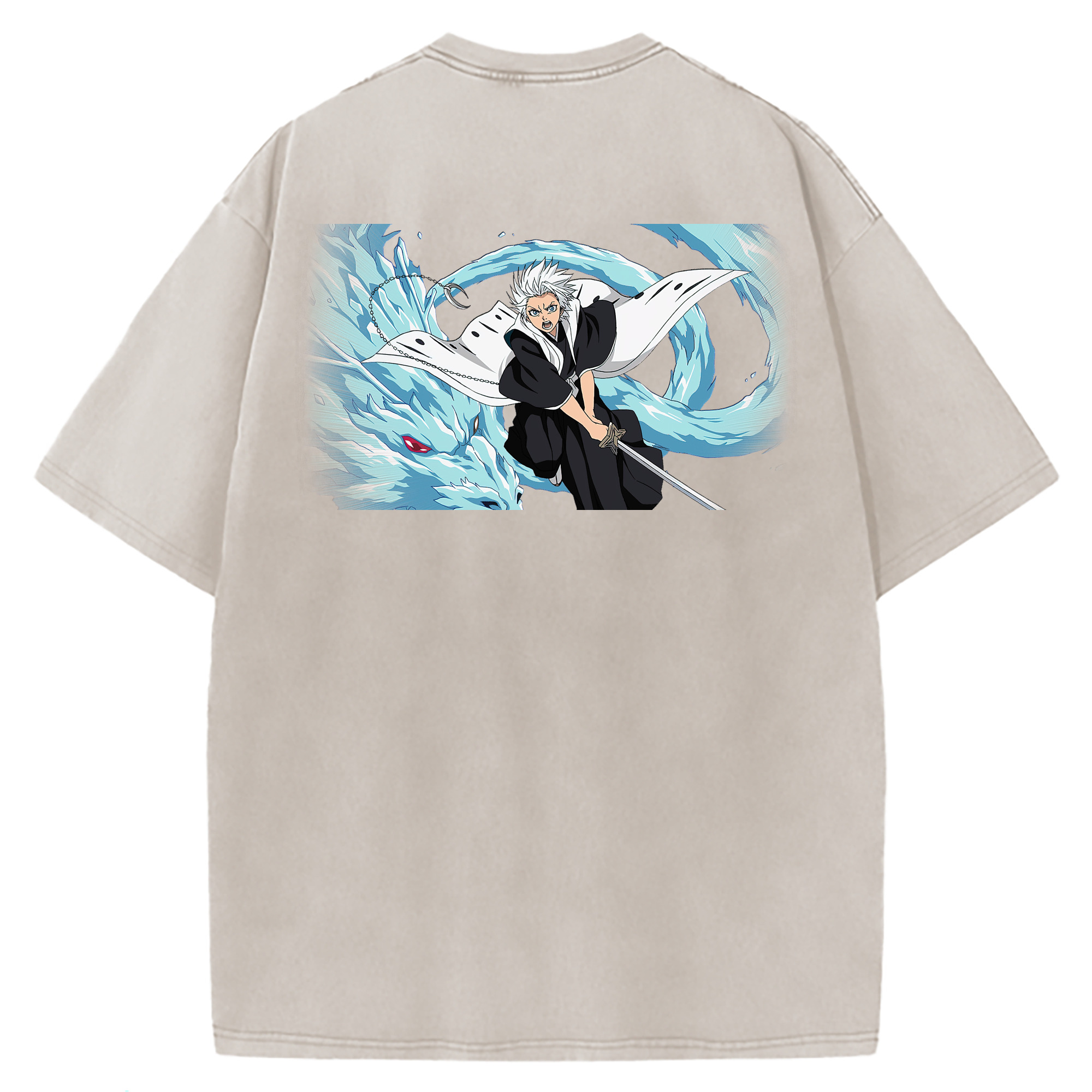 （画像用） ブリーチ 日番谷冬獅郎（ひつがや とうしろう） BLEACH Hitsugaya Toushirou 綿100% ヴィンテージ風 半袖Tシャツ（背面プリント）