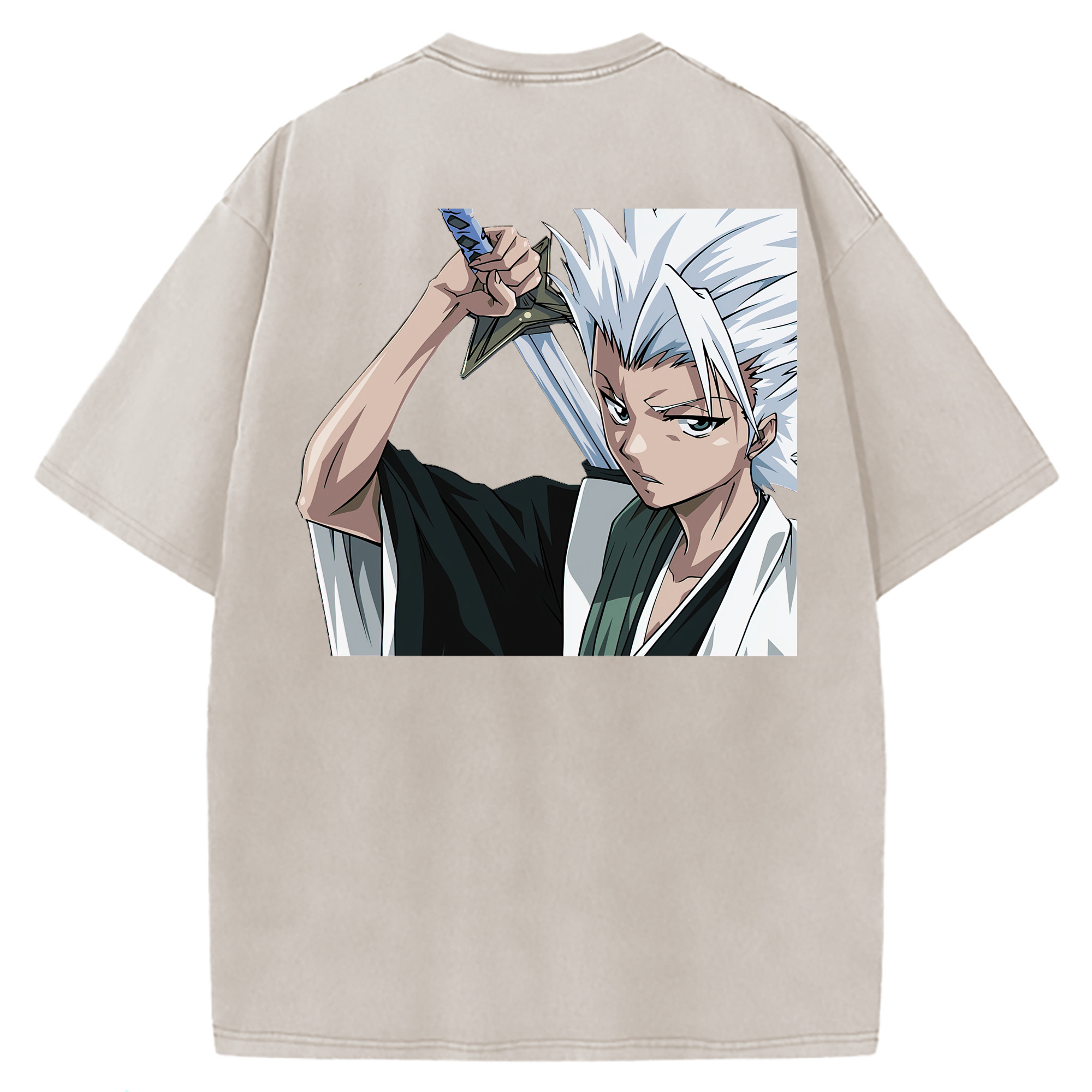 （画像用） ブリーチ 日番谷冬獅郎（ひつがや とうしろう） BLEACH Hitsugaya Toushirou 綿100% ヴィンテージ風 半袖Tシャツ（背面プリント）