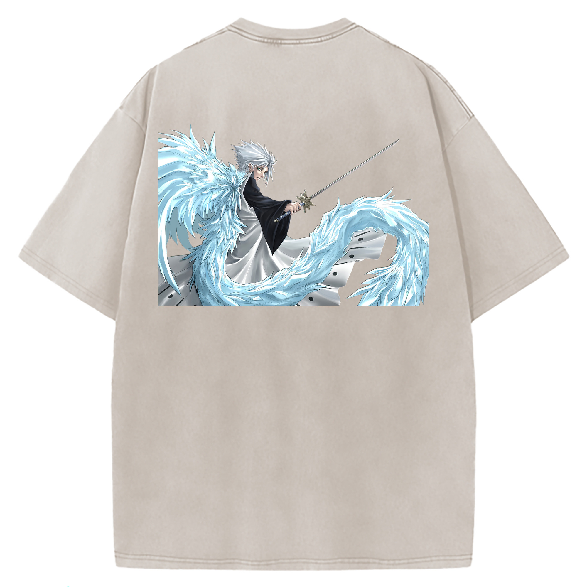 （画像用） ブリーチ 日番谷冬獅郎（ひつがや とうしろう） BLEACH Hitsugaya Toushirou 綿100% ヴィンテージ風 半袖Tシャツ（背面プリント）