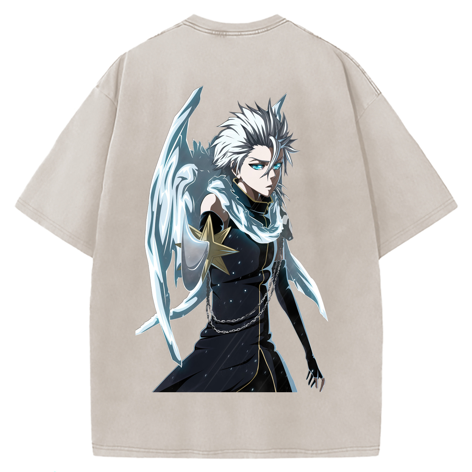 （画像用） ブリーチ 日番谷冬獅郎（ひつがや とうしろう） BLEACH Hitsugaya Toushirou 綿100% ヴィンテージ風 半袖Tシャツ（背面プリント）