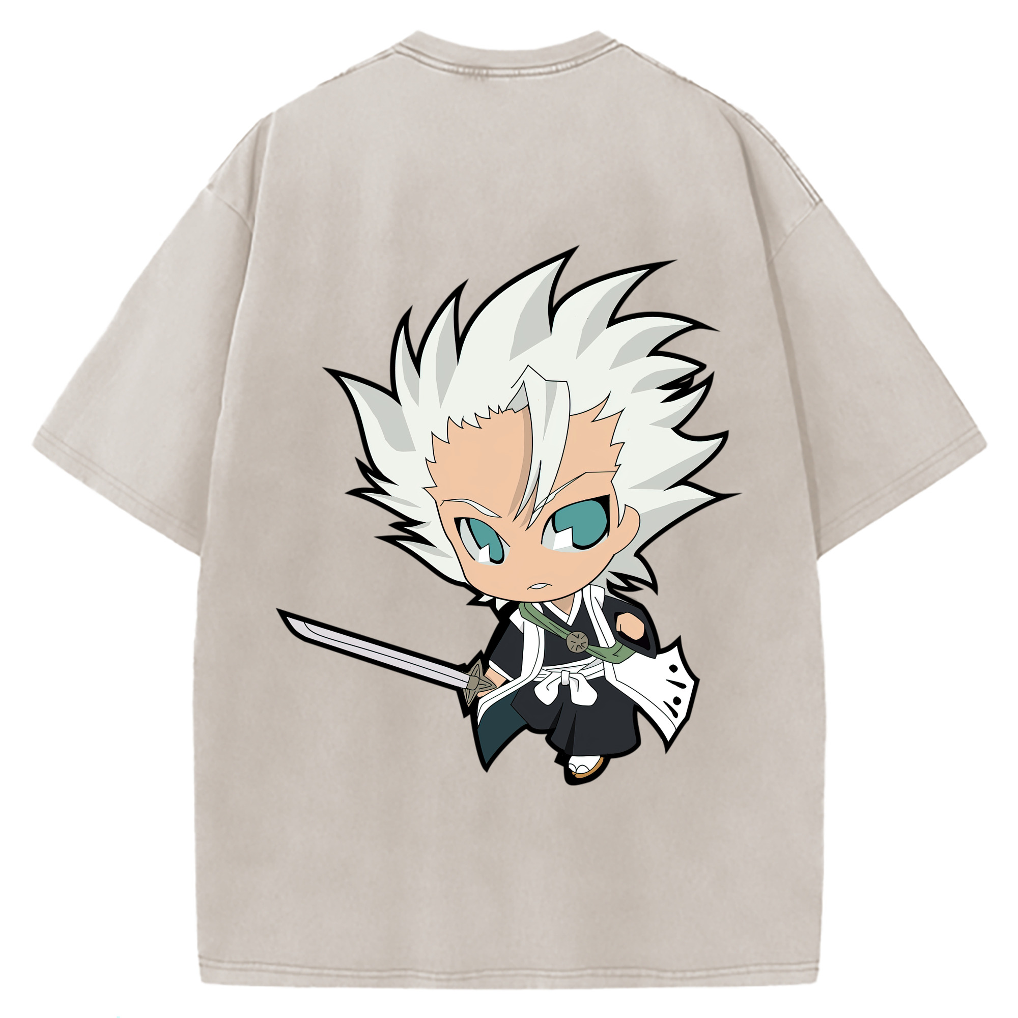（画像用） ブリーチ 日番谷冬獅郎（ひつがや とうしろう） BLEACH Hitsugaya Toushirou 綿100% ヴィンテージ風 半袖Tシャツ（背面プリント）