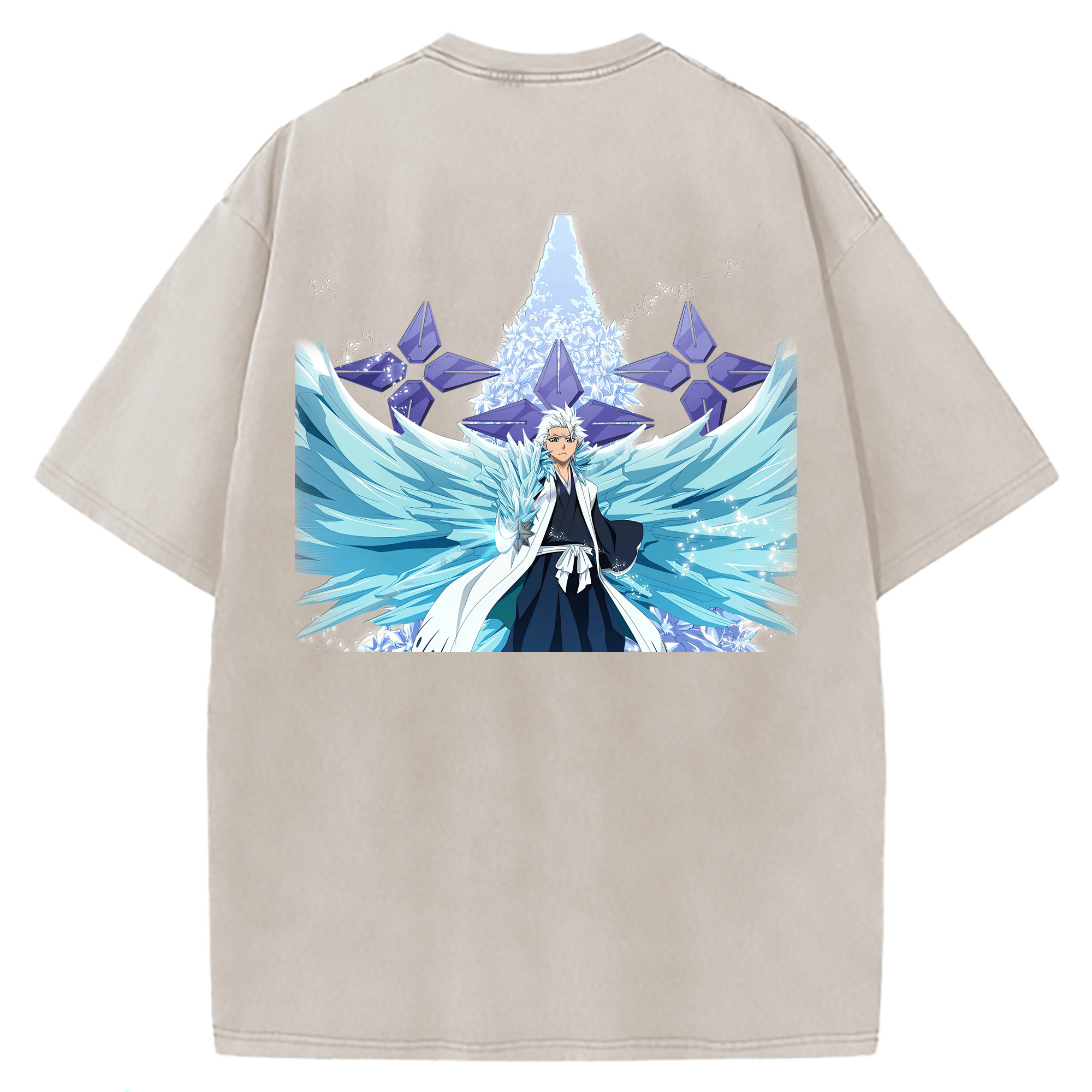 （画像用） ブリーチ 日番谷冬獅郎（ひつがや とうしろう） BLEACH Hitsugaya Toushirou 綿100% ヴィンテージ風 半袖Tシャツ（背面プリント）