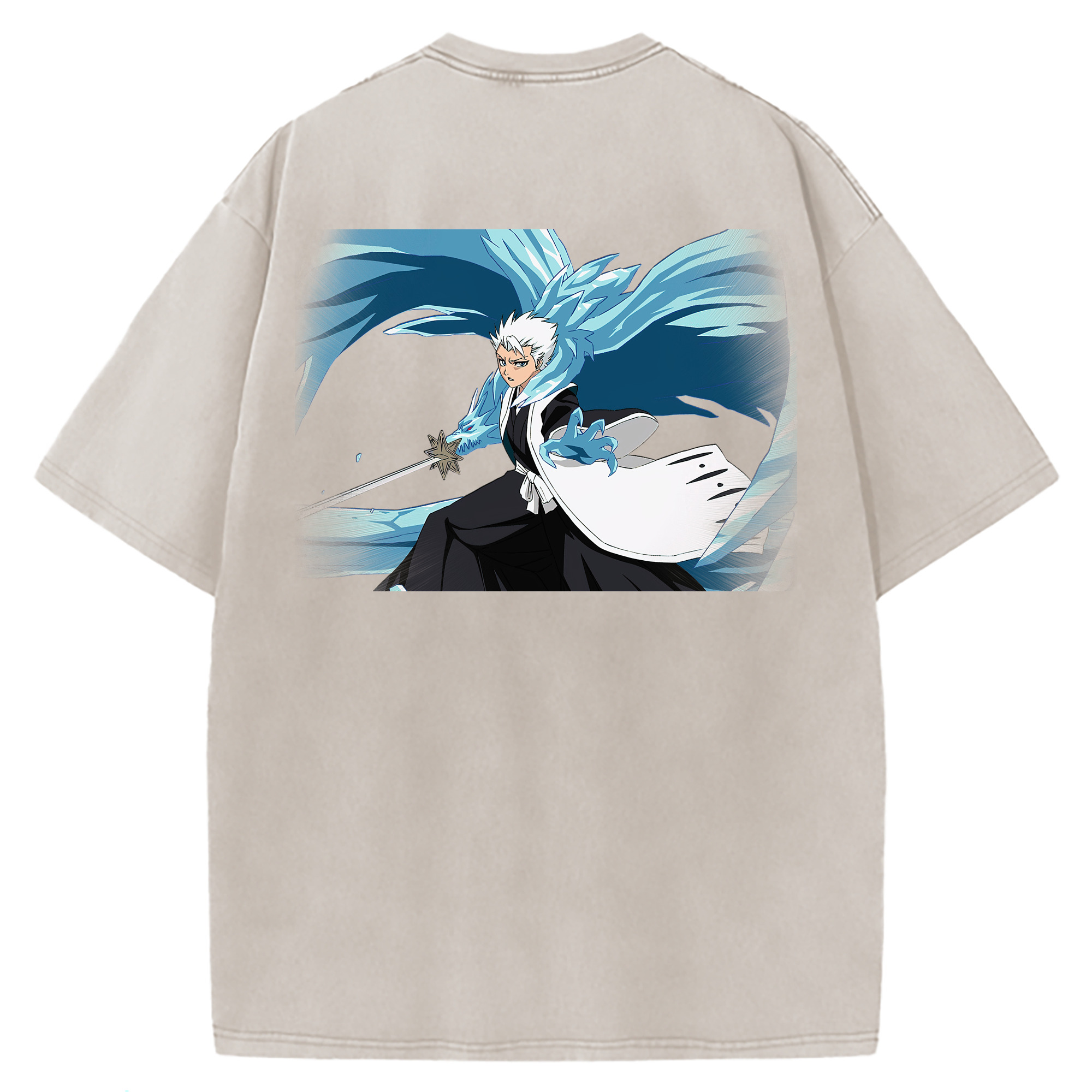 （画像用） ブリーチ 日番谷冬獅郎（ひつがや とうしろう） BLEACH Hitsugaya Toushirou 綿100% ヴィンテージ風 半袖Tシャツ（背面プリント）