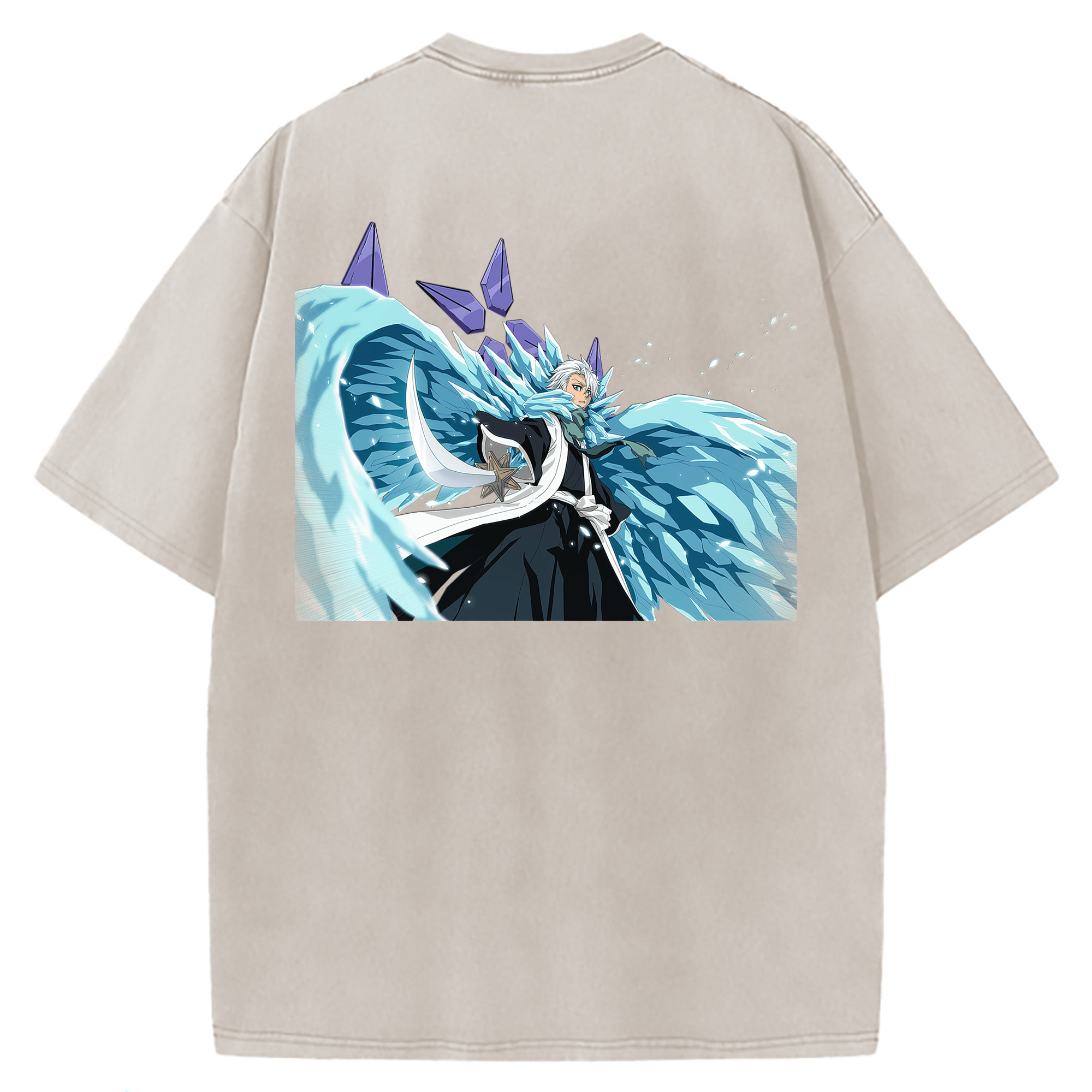 （画像用） ブリーチ 日番谷冬獅郎（ひつがや とうしろう） BLEACH Hitsugaya Toushirou 綿100% ヴィンテージ風 半袖Tシャツ（背面プリント）