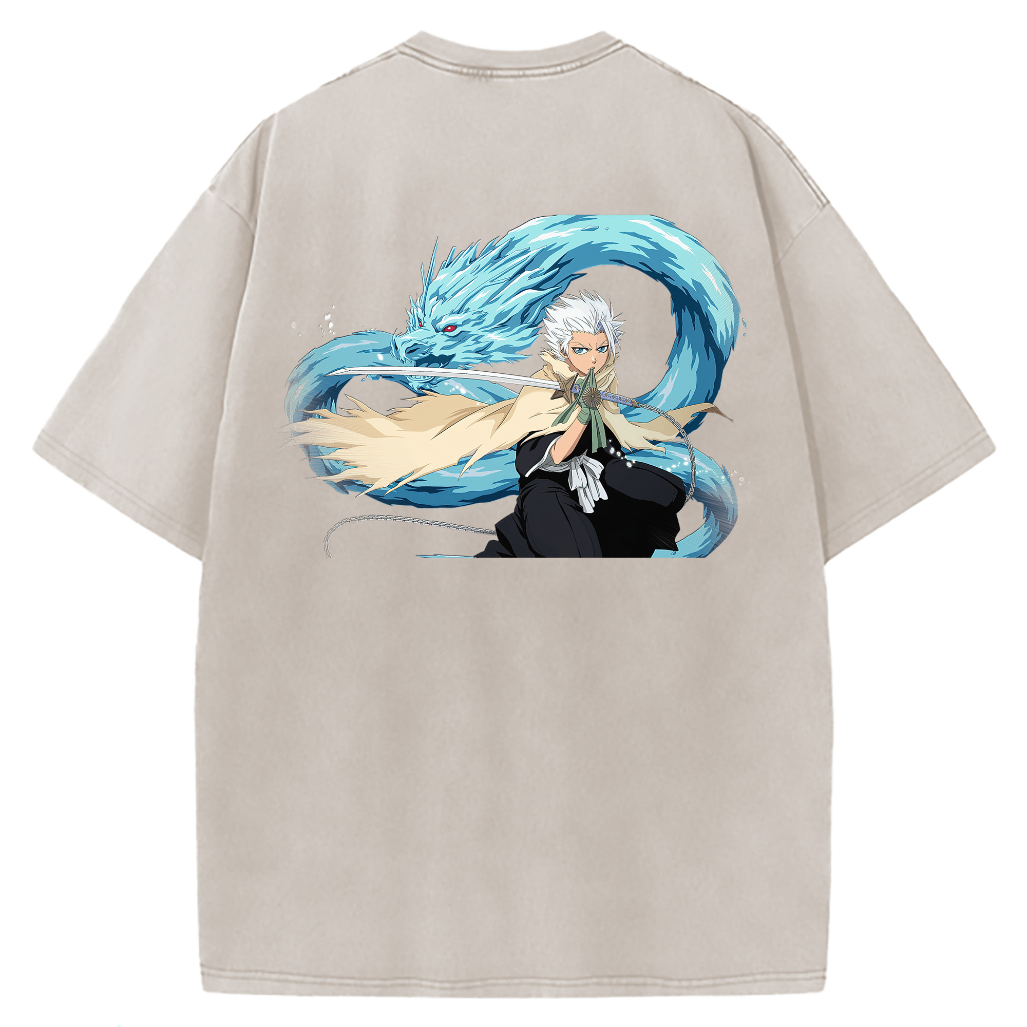 （画像用） ブリーチ 日番谷冬獅郎（ひつがや とうしろう） BLEACH Hitsugaya Toushirou 綿100% ヴィンテージ風 半袖Tシャツ（背面プリント）
