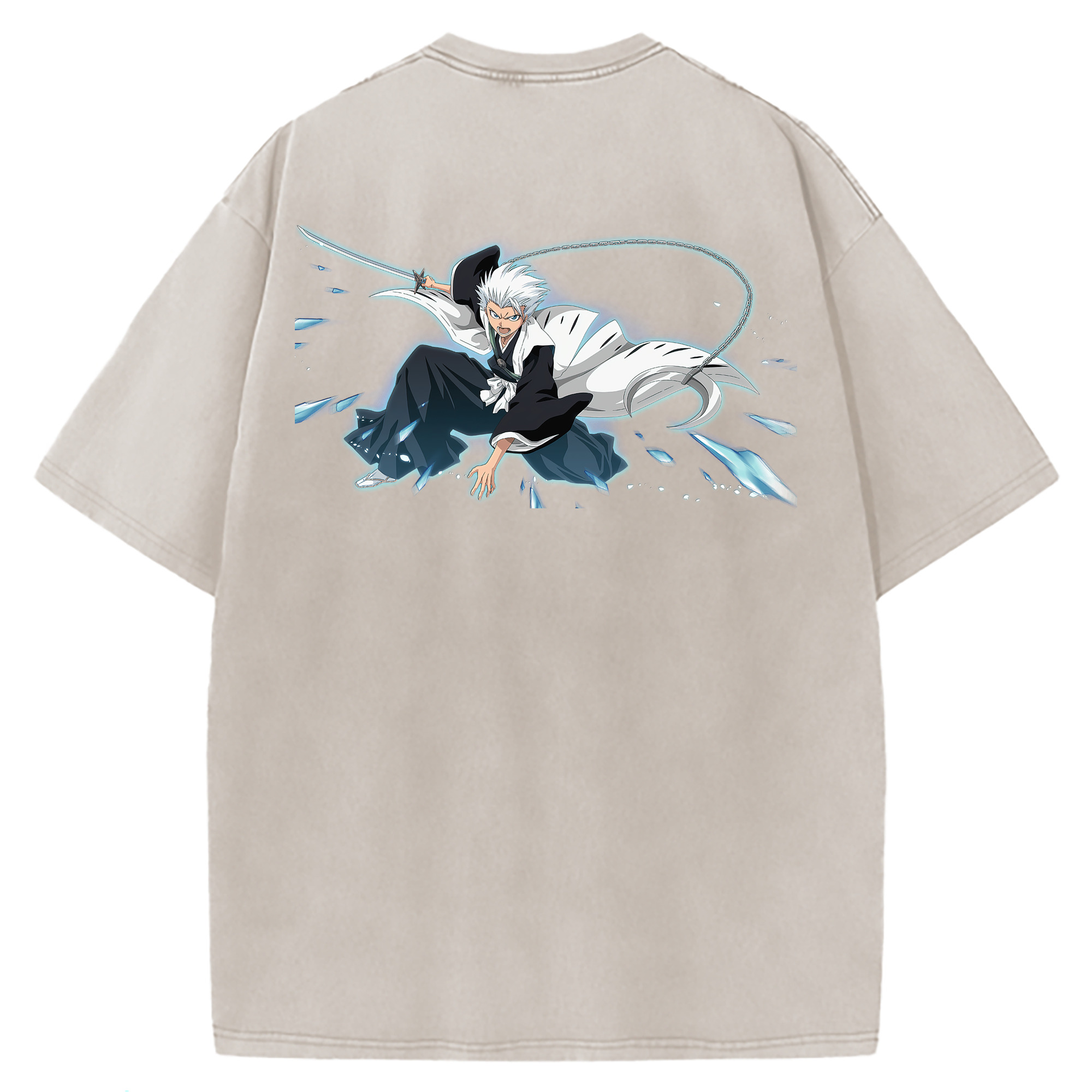 （画像用） ブリーチ 日番谷冬獅郎（ひつがや とうしろう） BLEACH Hitsugaya Toushirou 綿100% ヴィンテージ風 半袖Tシャツ（背面プリント）