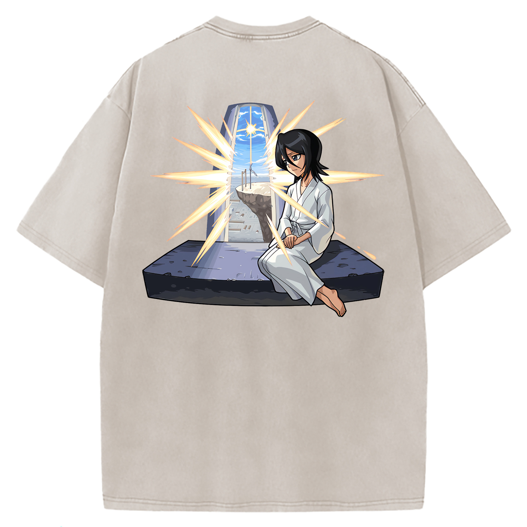 （画像用） ブリーチ 朽木ルキア BLEACH Kuchiki Rukia 綿100% ヴィンテージ風 半袖Tシャツ（背面プリント）