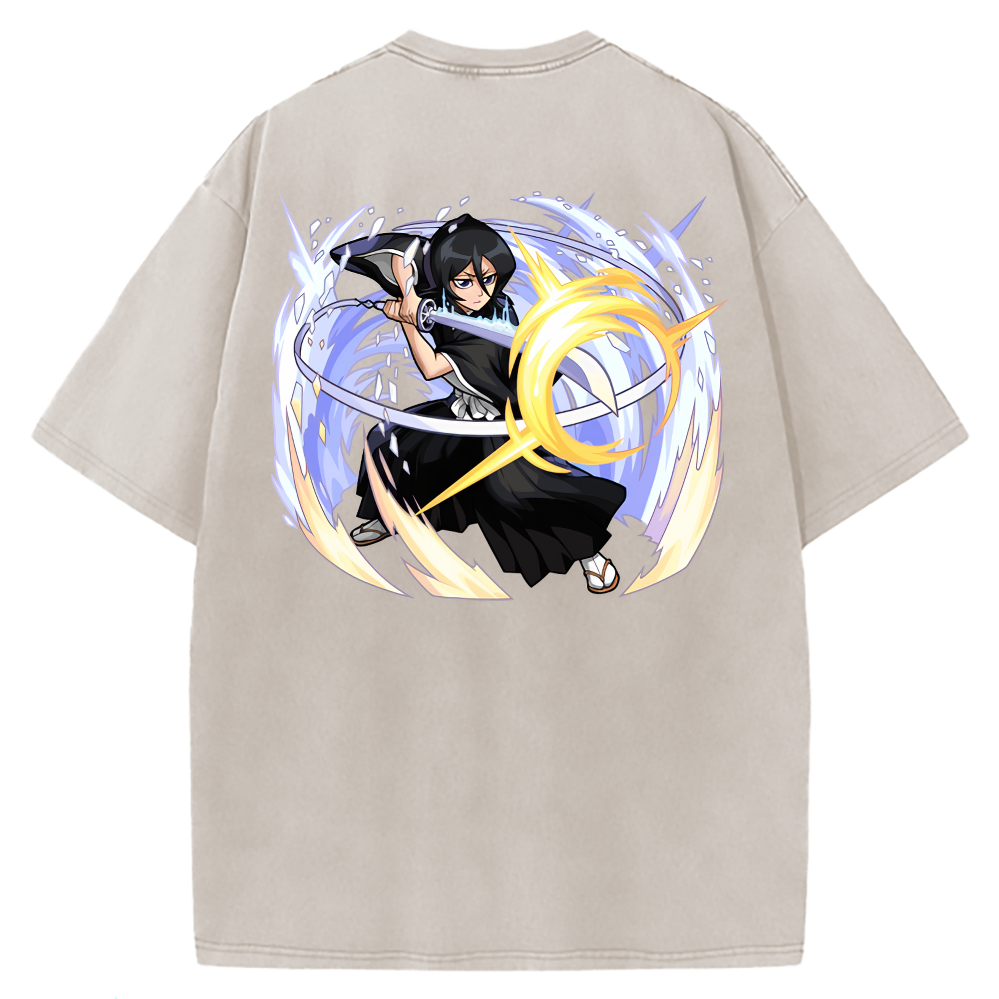 （画像用） ブリーチ 朽木ルキア BLEACH Kuchiki Rukia 綿100% ヴィンテージ風 半袖Tシャツ（背面プリント）