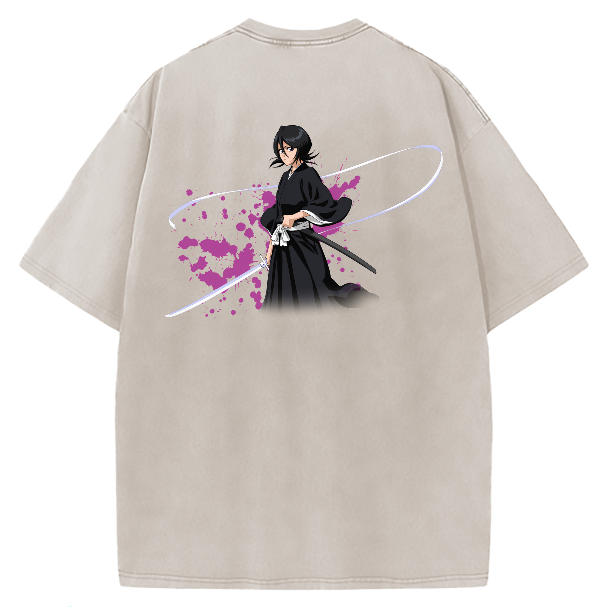 （画像用） ブリーチ 朽木ルキア BLEACH Kuchiki Rukia 綿100% ヴィンテージ風 半袖Tシャツ（背面プリント）