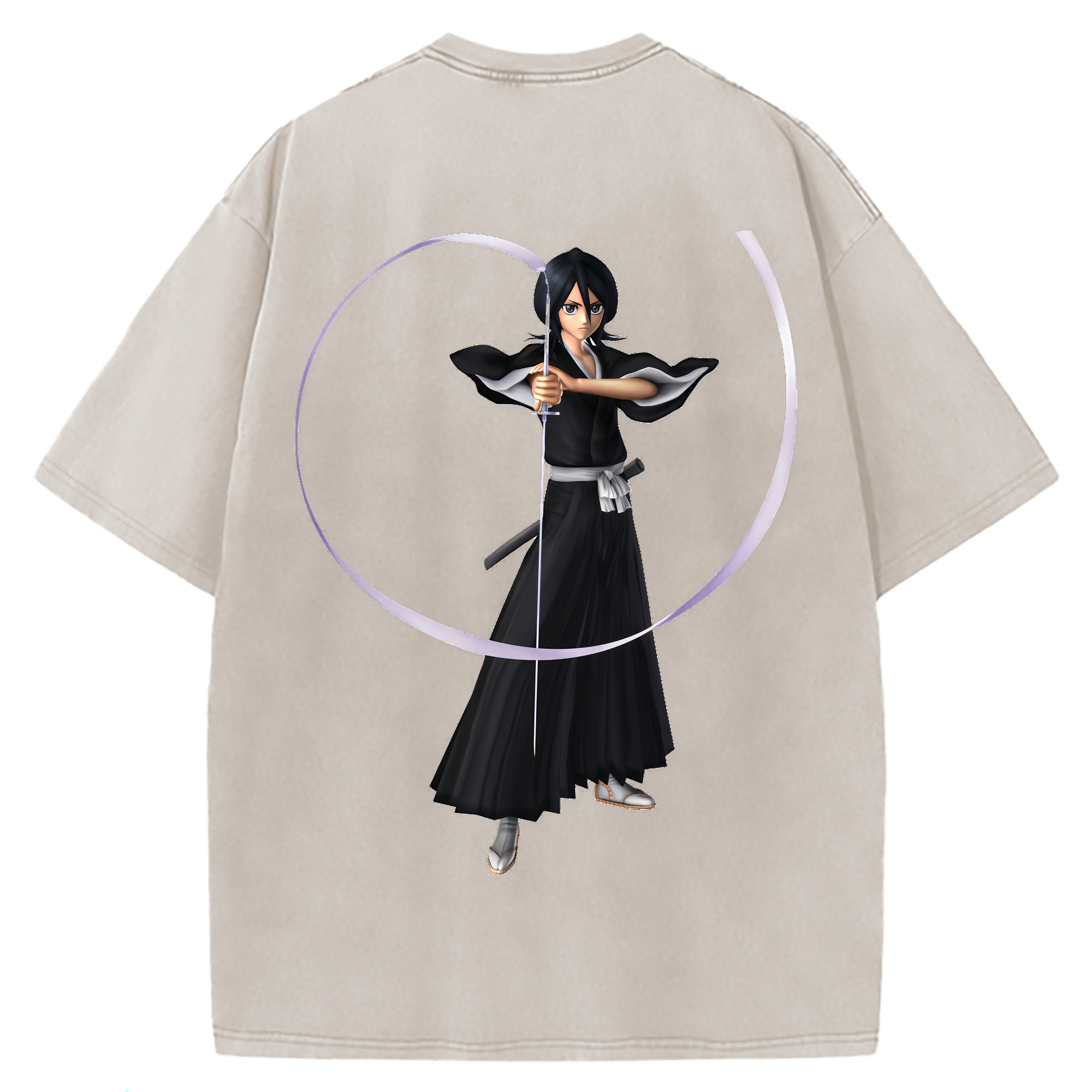 （画像用） ブリーチ 朽木ルキア BLEACH Kuchiki Rukia 綿100% ヴィンテージ風 半袖Tシャツ（背面プリント）
