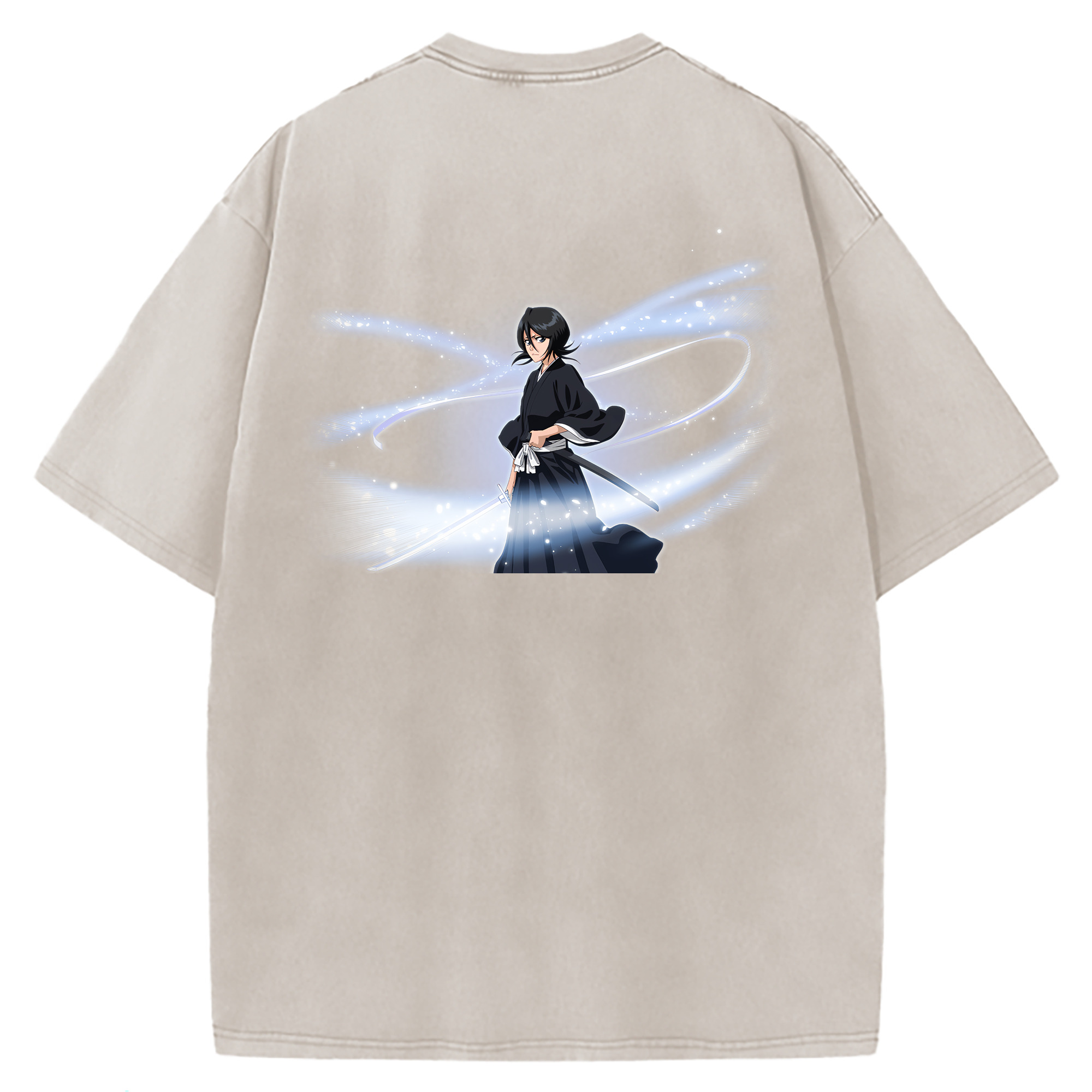 （画像用） ブリーチ 朽木ルキア BLEACH Kuchiki Rukia 綿100% ヴィンテージ風 半袖Tシャツ（背面プリント）