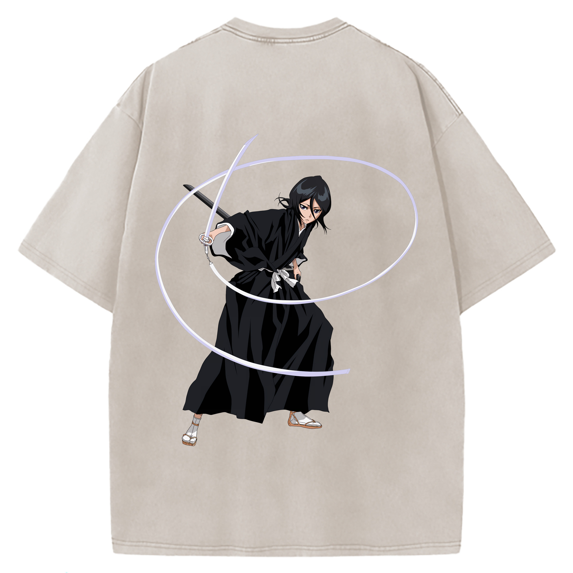 （画像用） ブリーチ 朽木ルキア BLEACH Kuchiki Rukia 綿100% ヴィンテージ風 半袖Tシャツ（背面プリント）