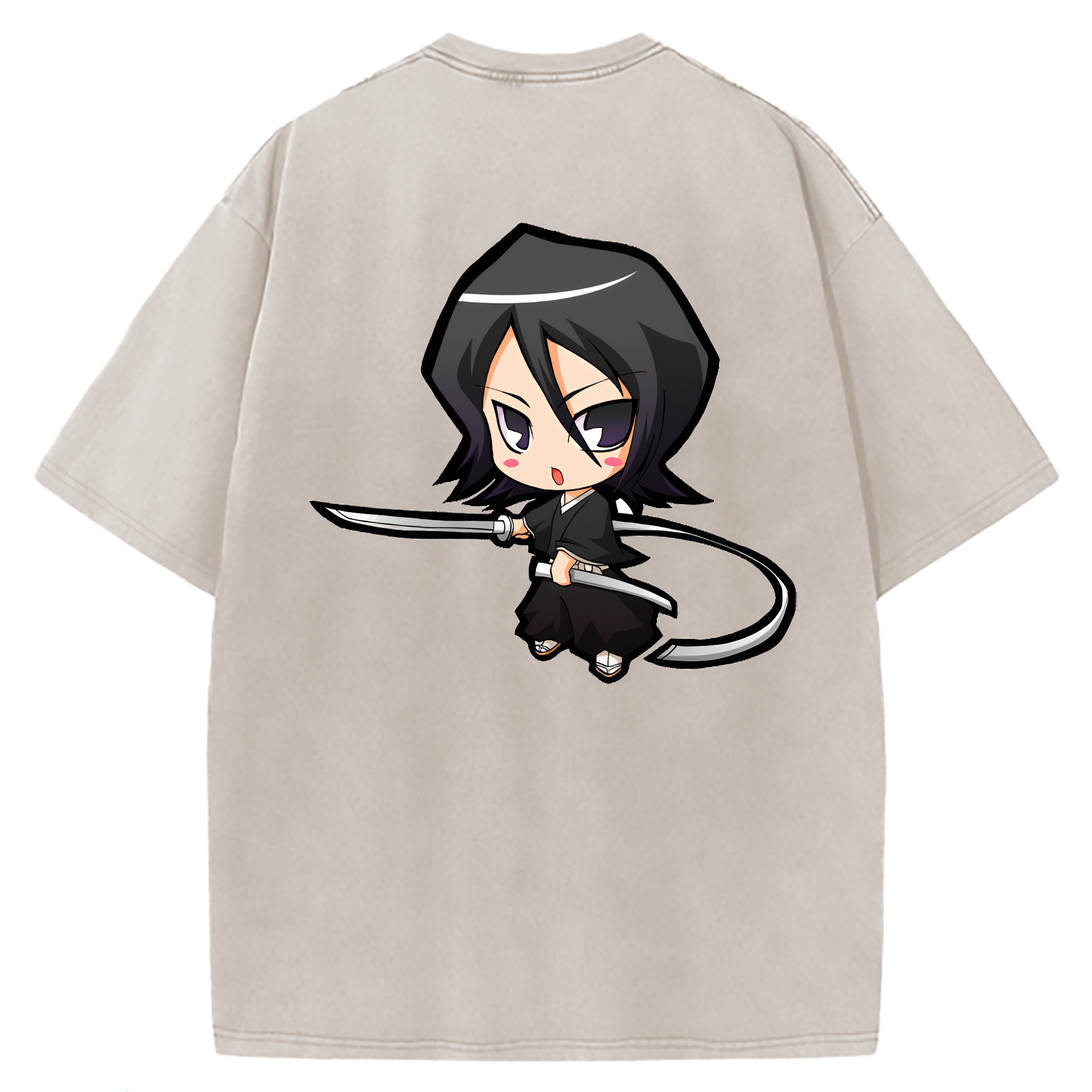 （画像用） ブリーチ 朽木ルキア BLEACH Kuchiki Rukia 綿100% ヴィンテージ風 半袖Tシャツ（背面プリント）