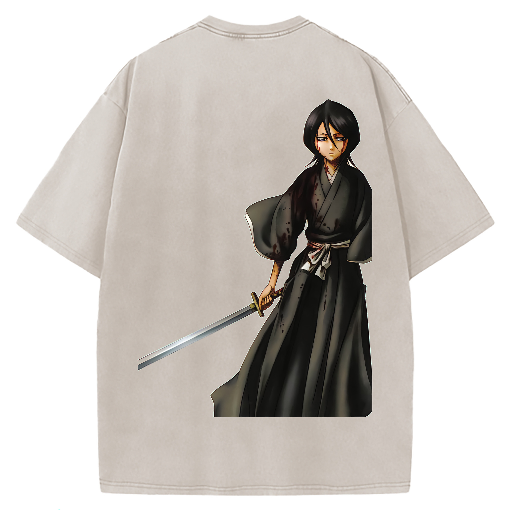 （画像用） ブリーチ 朽木ルキア BLEACH Kuchiki Rukia 綿100% ヴィンテージ風 半袖Tシャツ（背面プリント）