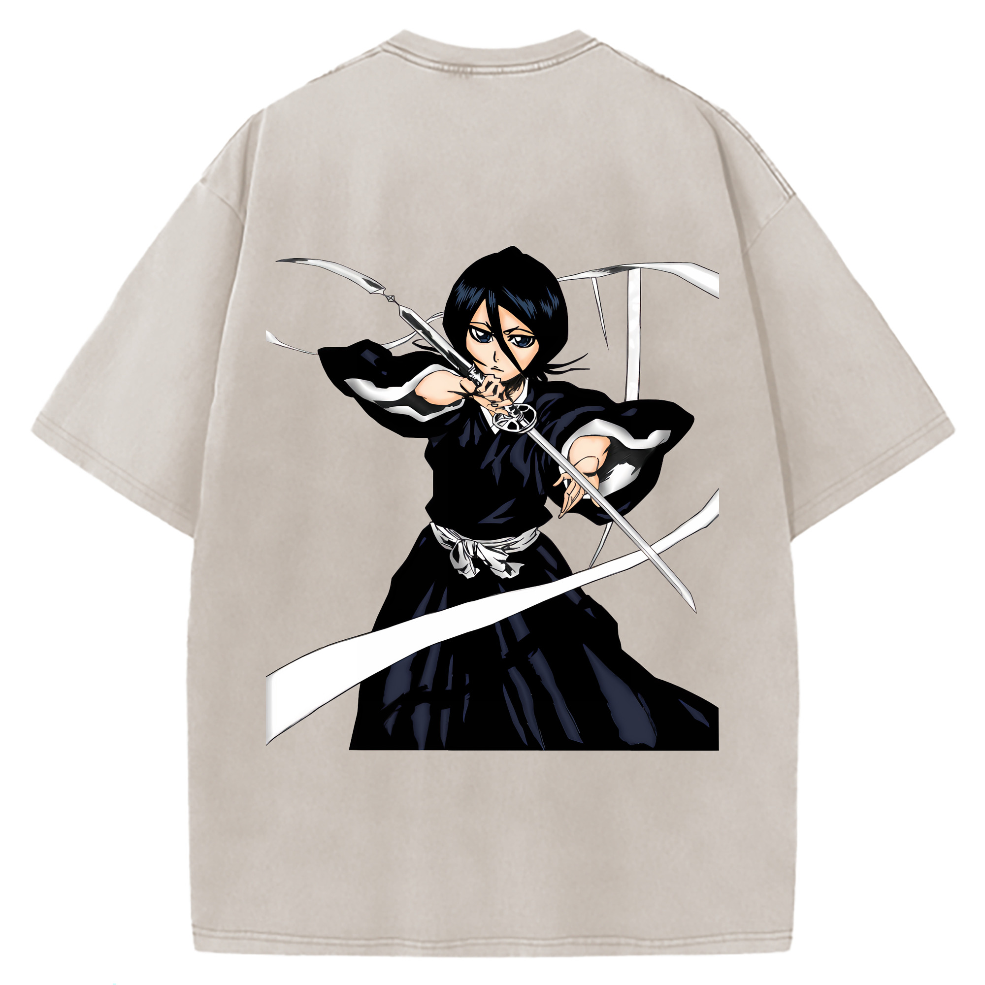 （画像用） ブリーチ 朽木ルキア BLEACH Kuchiki Rukia 綿100% ヴィンテージ風 半袖Tシャツ（背面プリント）
