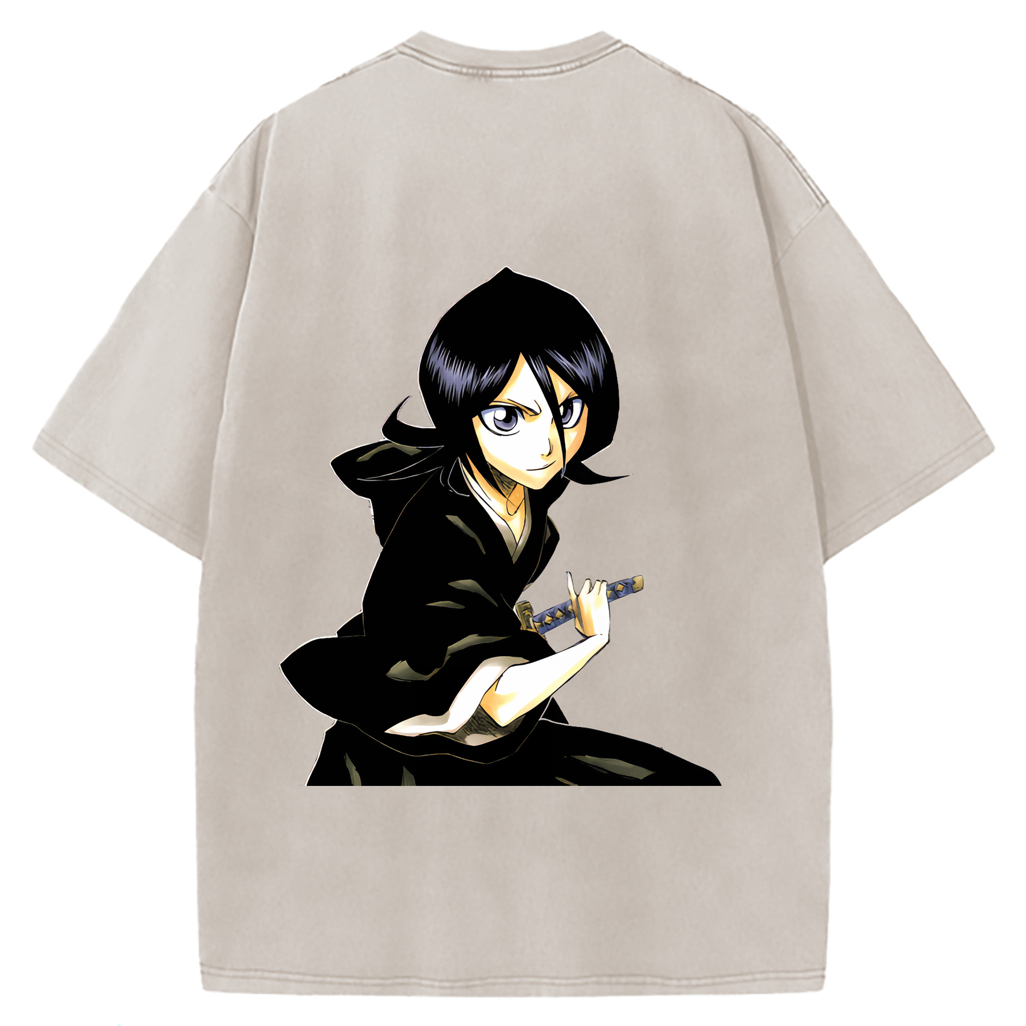（画像用） ブリーチ 朽木ルキア BLEACH Kuchiki Rukia 綿100% ヴィンテージ風 半袖Tシャツ（背面プリント）