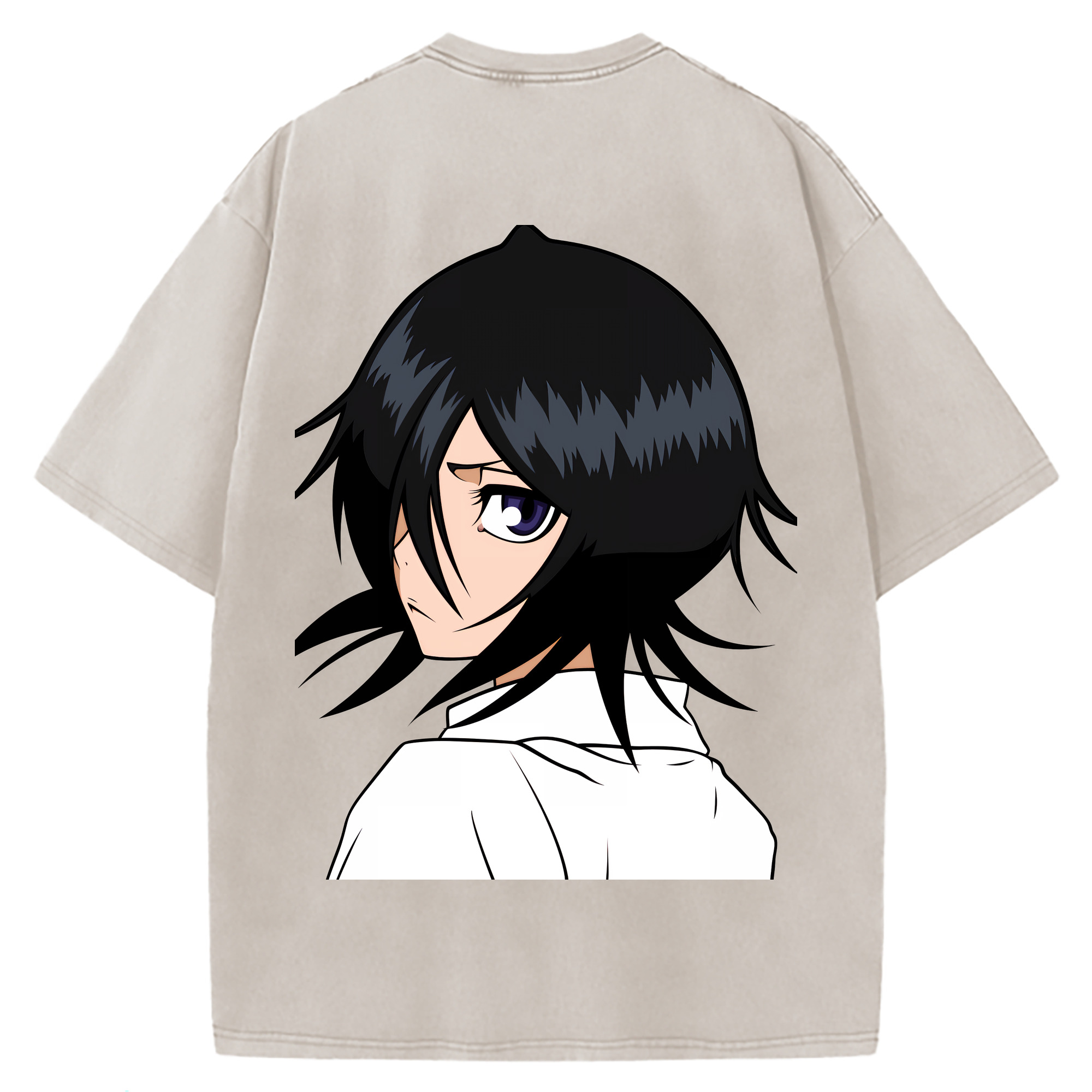 （画像用） ブリーチ 朽木ルキア BLEACH Kuchiki Rukia 綿100% ヴィンテージ風 半袖Tシャツ（背面プリント）