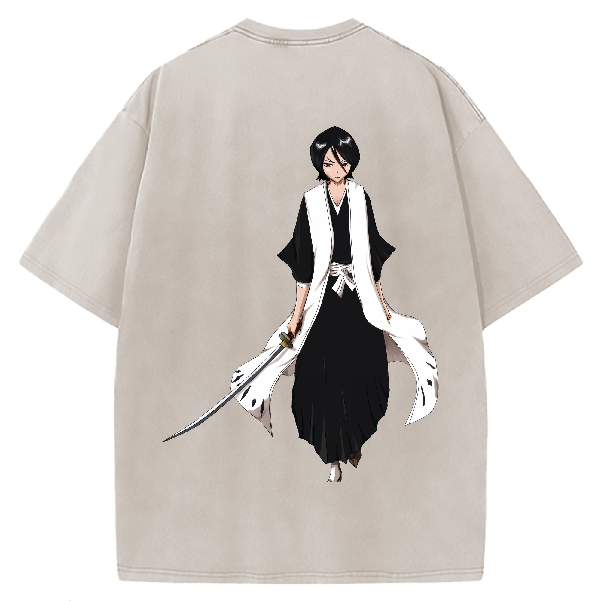 （画像用） ブリーチ 朽木ルキア BLEACH Kuchiki Rukia 綿100% ヴィンテージ風 半袖Tシャツ（背面プリント）