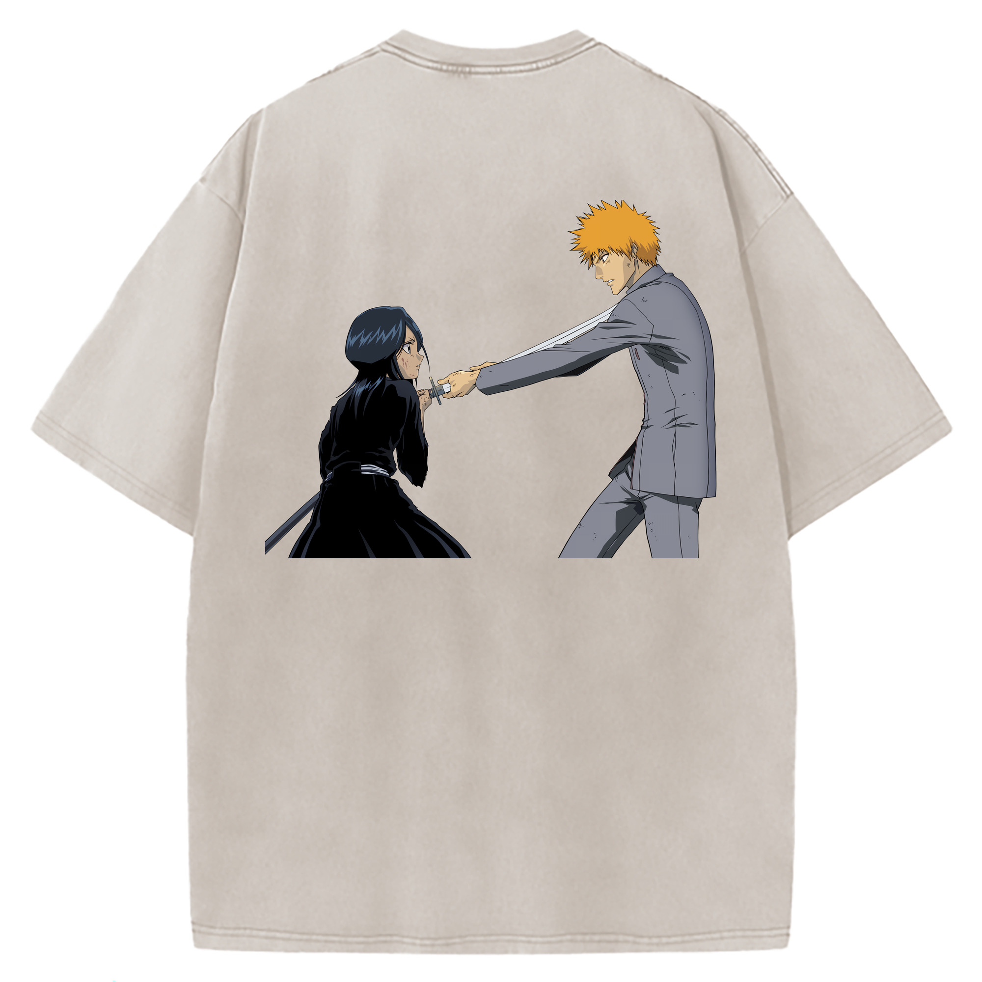 （画像用） ブリーチ 朽木ルキア BLEACH Kuchiki Rukia 綿100% ヴィンテージ風 半袖Tシャツ（背面プリント）