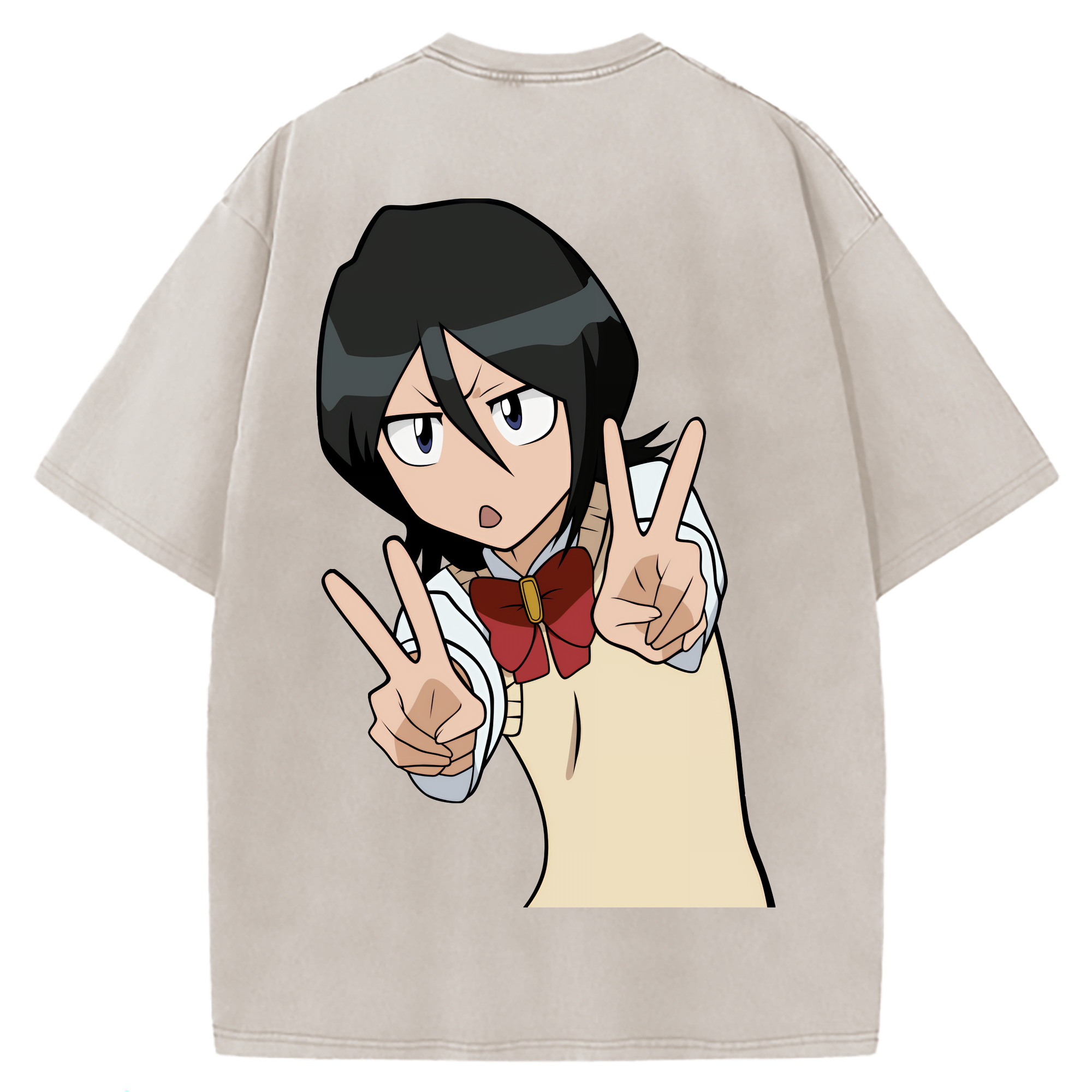 （画像用） ブリーチ 朽木ルキア BLEACH Kuchiki Rukia 綿100% ヴィンテージ風 半袖Tシャツ（背面プリント）