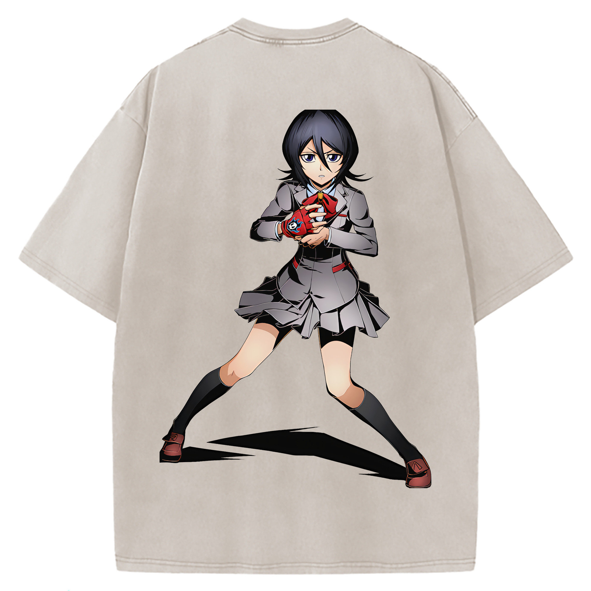 （画像用） ブリーチ 朽木ルキア BLEACH Kuchiki Rukia 綿100% ヴィンテージ風 半袖Tシャツ（背面プリント）