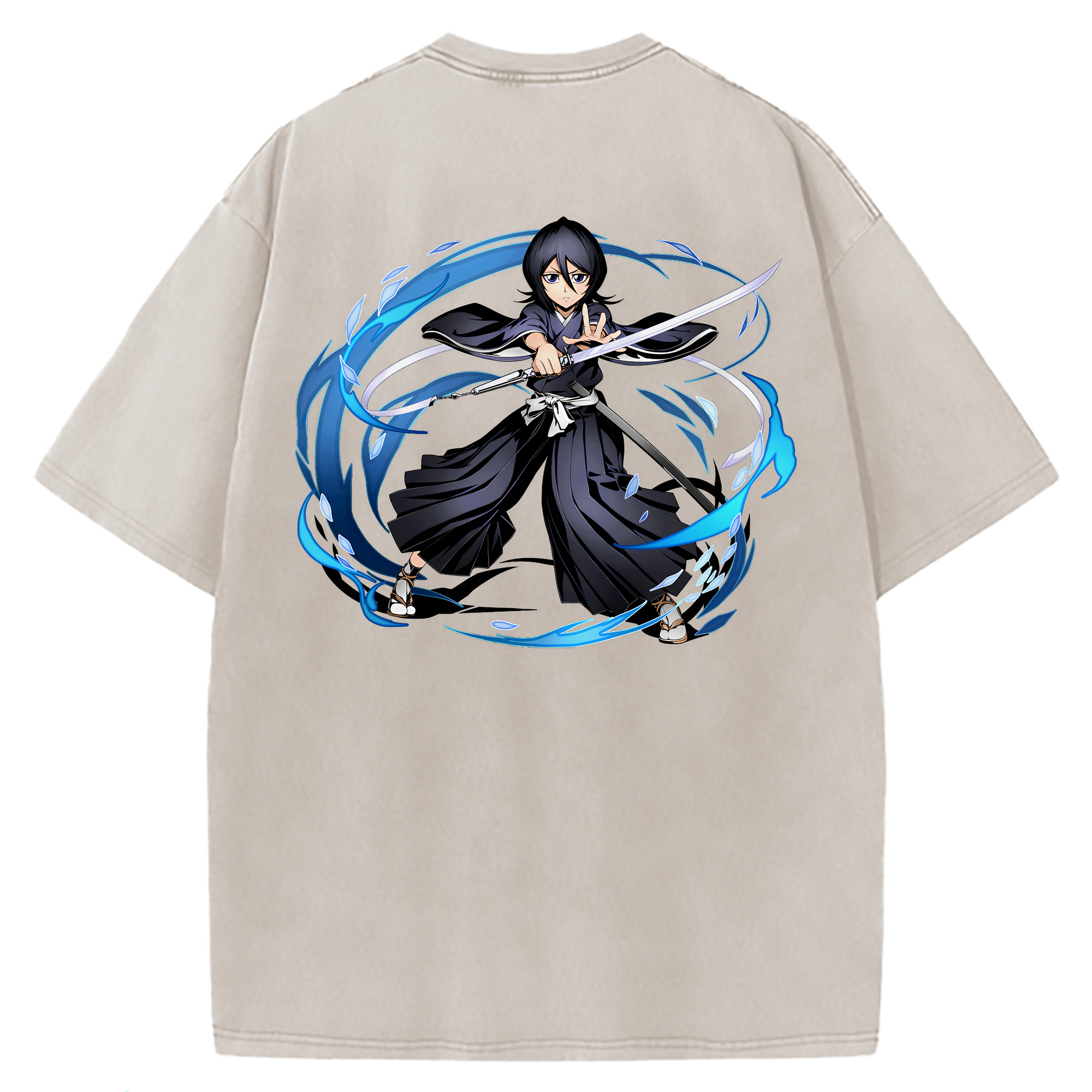 （画像用） ブリーチ 朽木ルキア BLEACH Kuchiki Rukia 綿100% ヴィンテージ風 半袖Tシャツ（背面プリント）