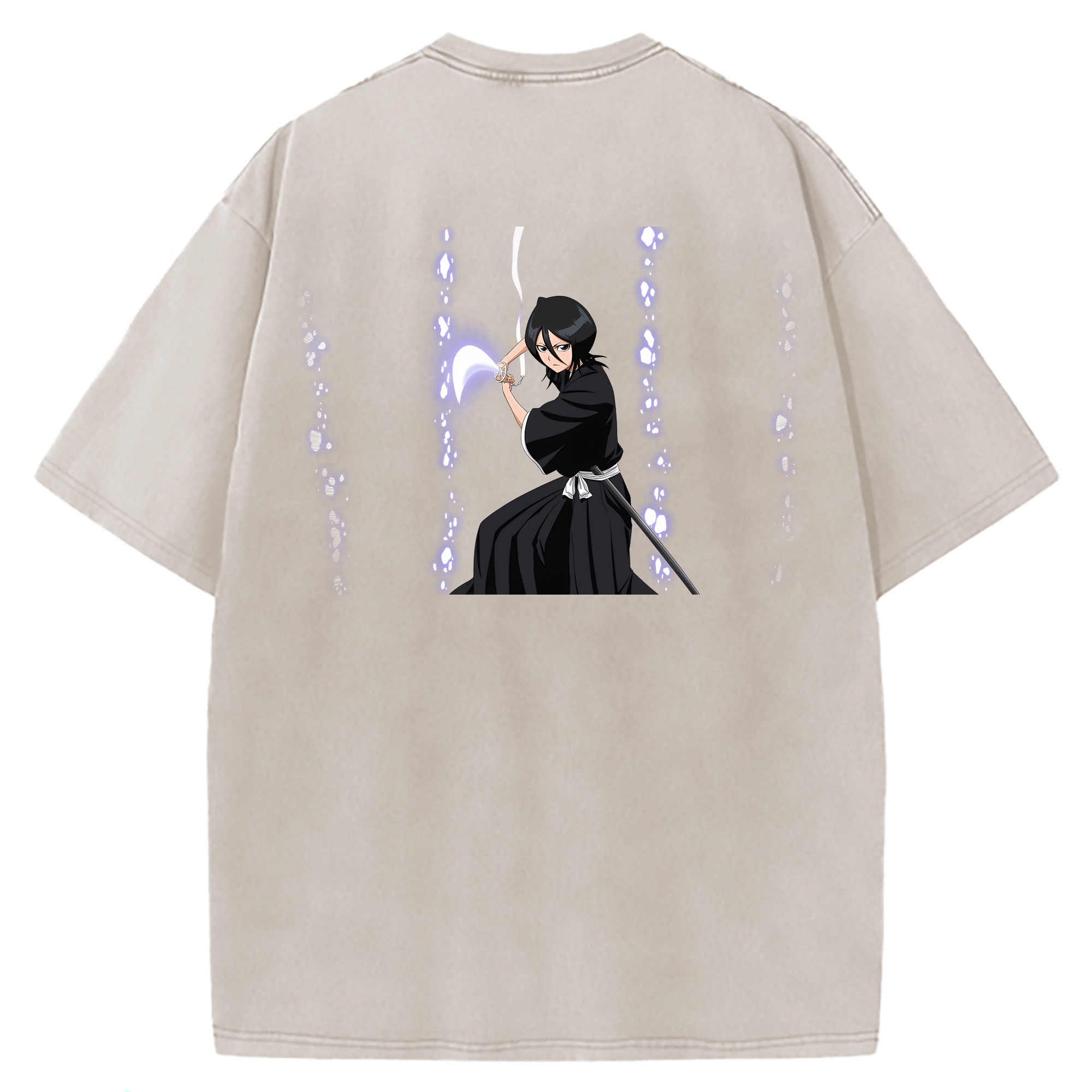 （画像用） ブリーチ 朽木ルキア BLEACH Kuchiki Rukia 綿100% ヴィンテージ風 半袖Tシャツ（背面プリント）
