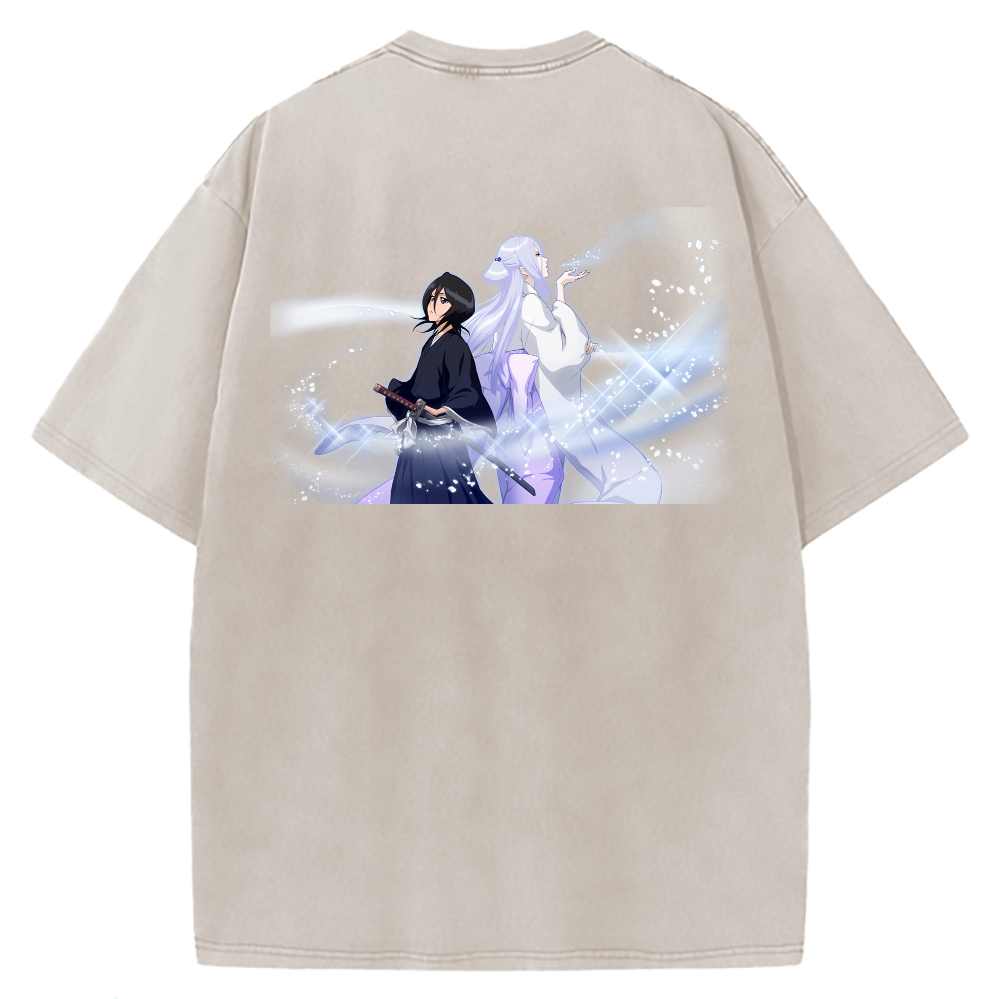 （画像用） ブリーチ 朽木ルキア BLEACH Kuchiki Rukia 綿100% ヴィンテージ風 半袖Tシャツ（背面プリント）