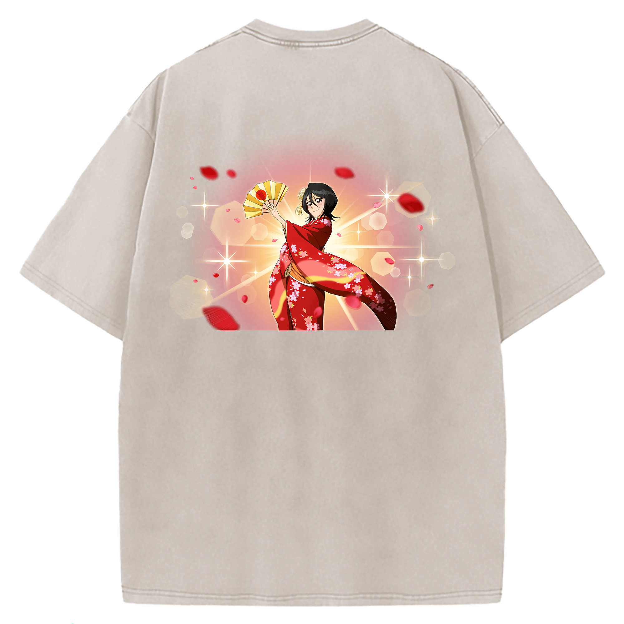 （画像用） ブリーチ 朽木ルキア BLEACH Kuchiki Rukia 綿100% ヴィンテージ風 半袖Tシャツ（背面プリント）