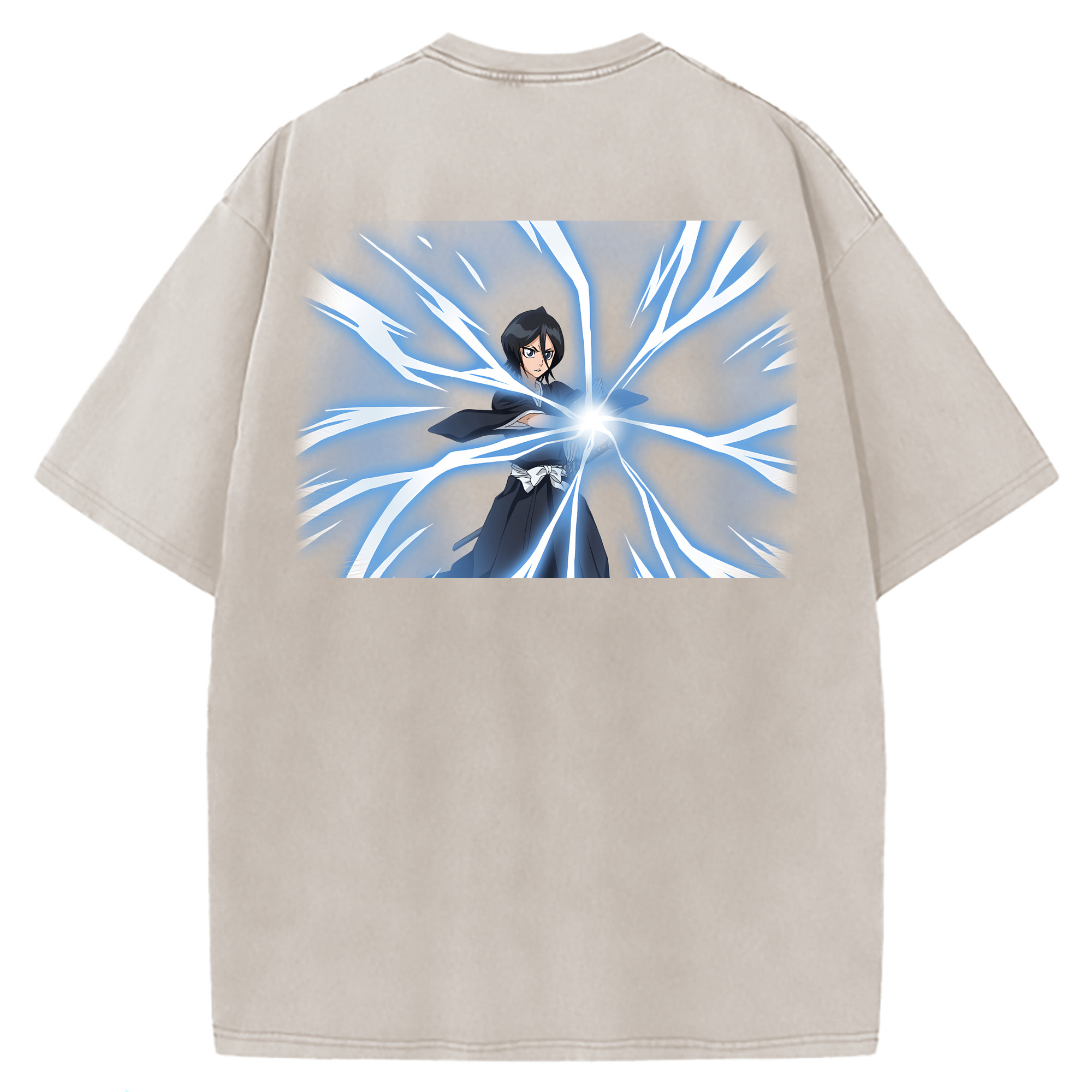 （画像用） ブリーチ 朽木ルキア BLEACH Kuchiki Rukia 綿100% ヴィンテージ風 半袖Tシャツ（背面プリント）