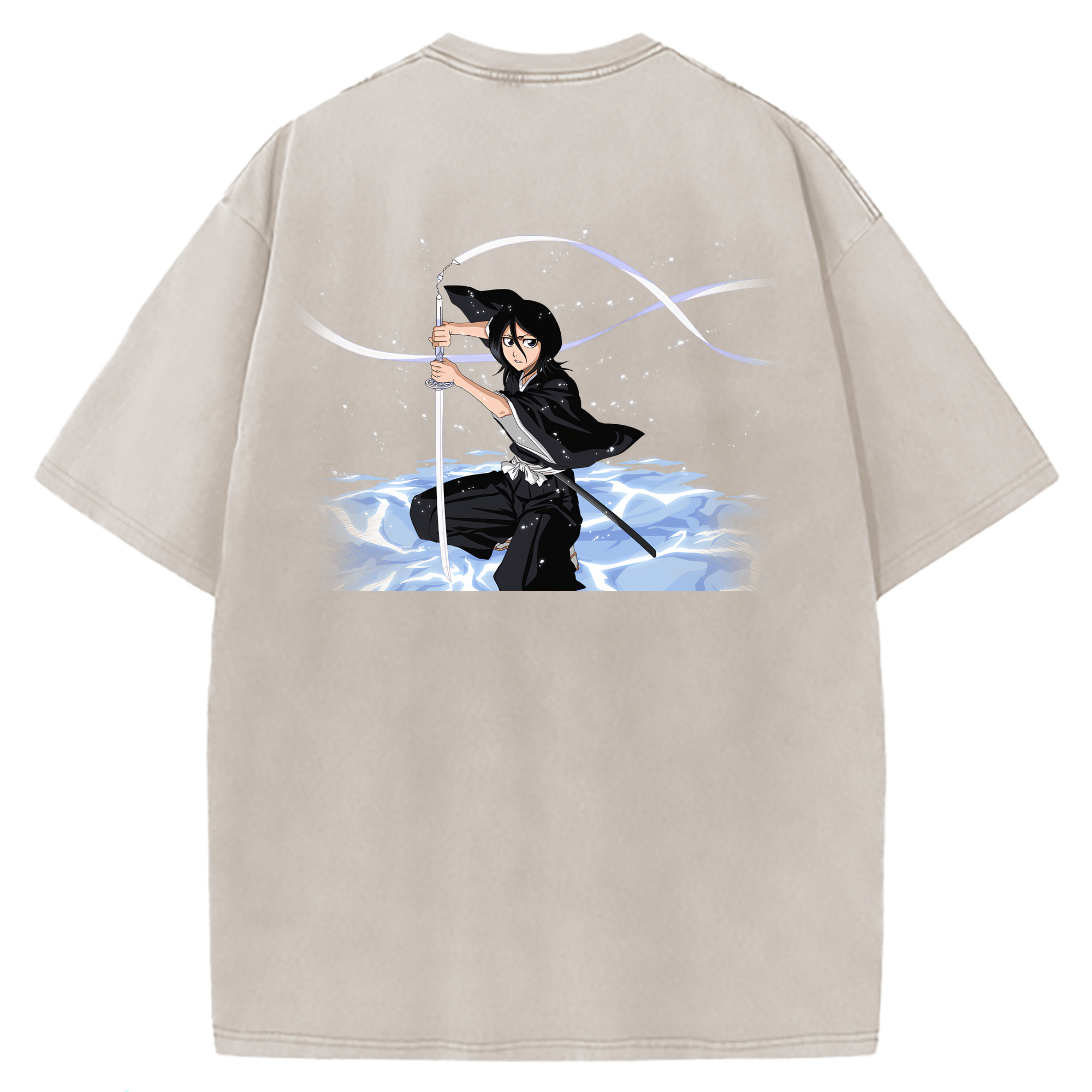 （画像用） ブリーチ 朽木ルキア BLEACH Kuchiki Rukia 綿100% ヴィンテージ風 半袖Tシャツ（背面プリント）
