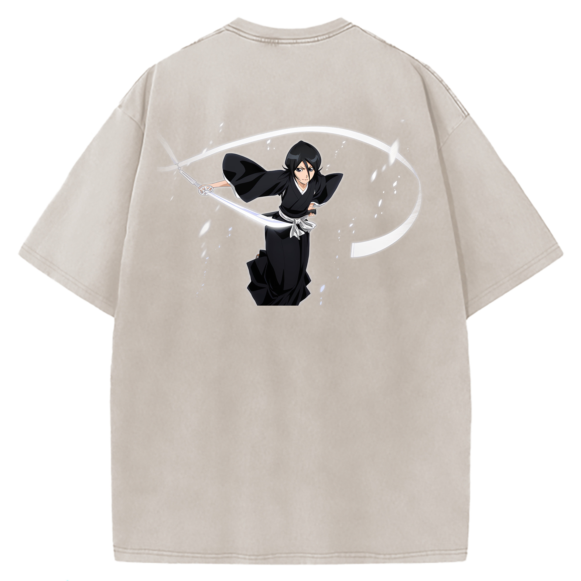 （画像用） ブリーチ 朽木ルキア BLEACH Kuchiki Rukia 綿100% ヴィンテージ風 半袖Tシャツ（背面プリント）