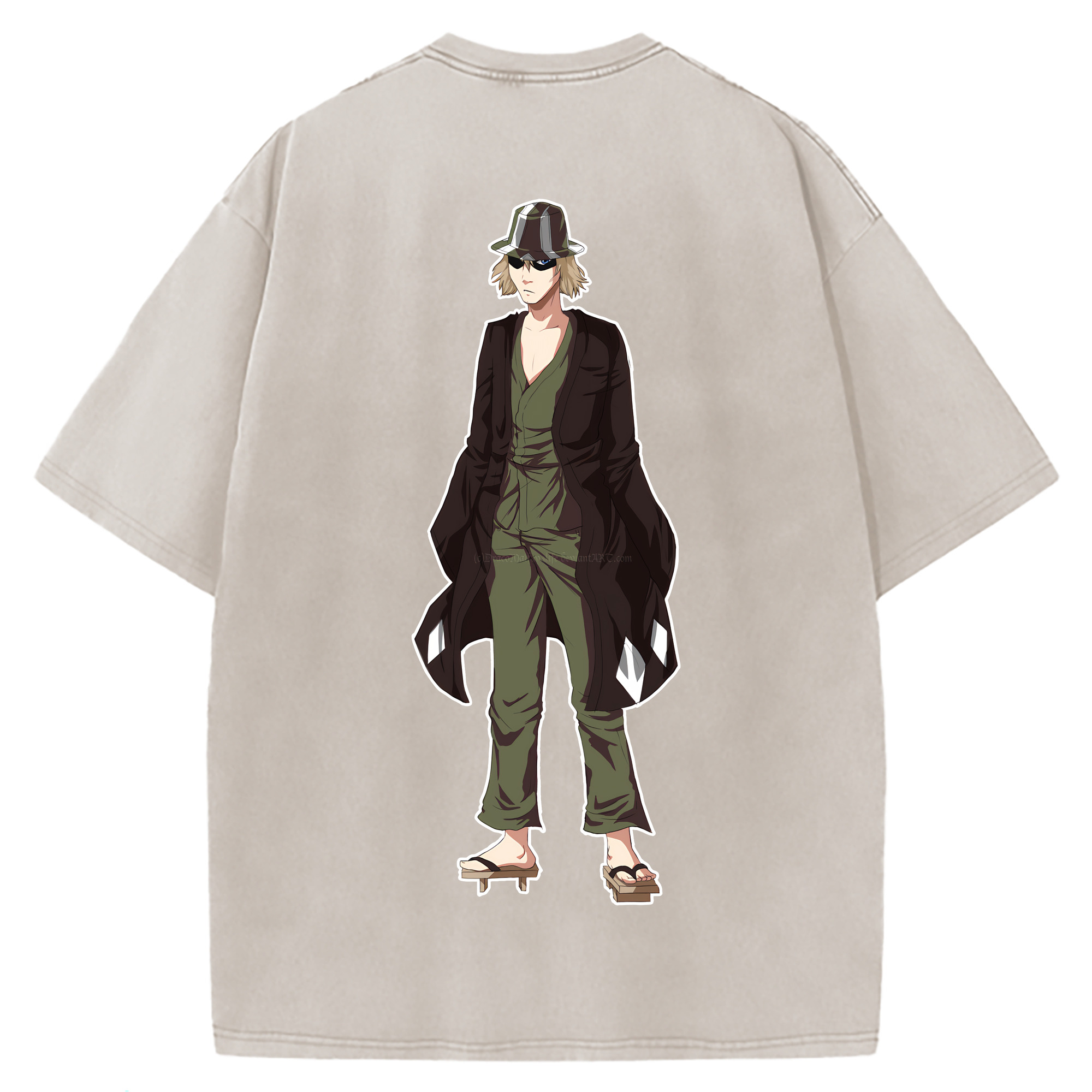 （画像用） "ブリーチ 浦原 喜助（うらはら きすけ） BLEACH Urahara Kisuke " 綿100% ヴィンテージ風 半袖Tシャツ（背面プリント）